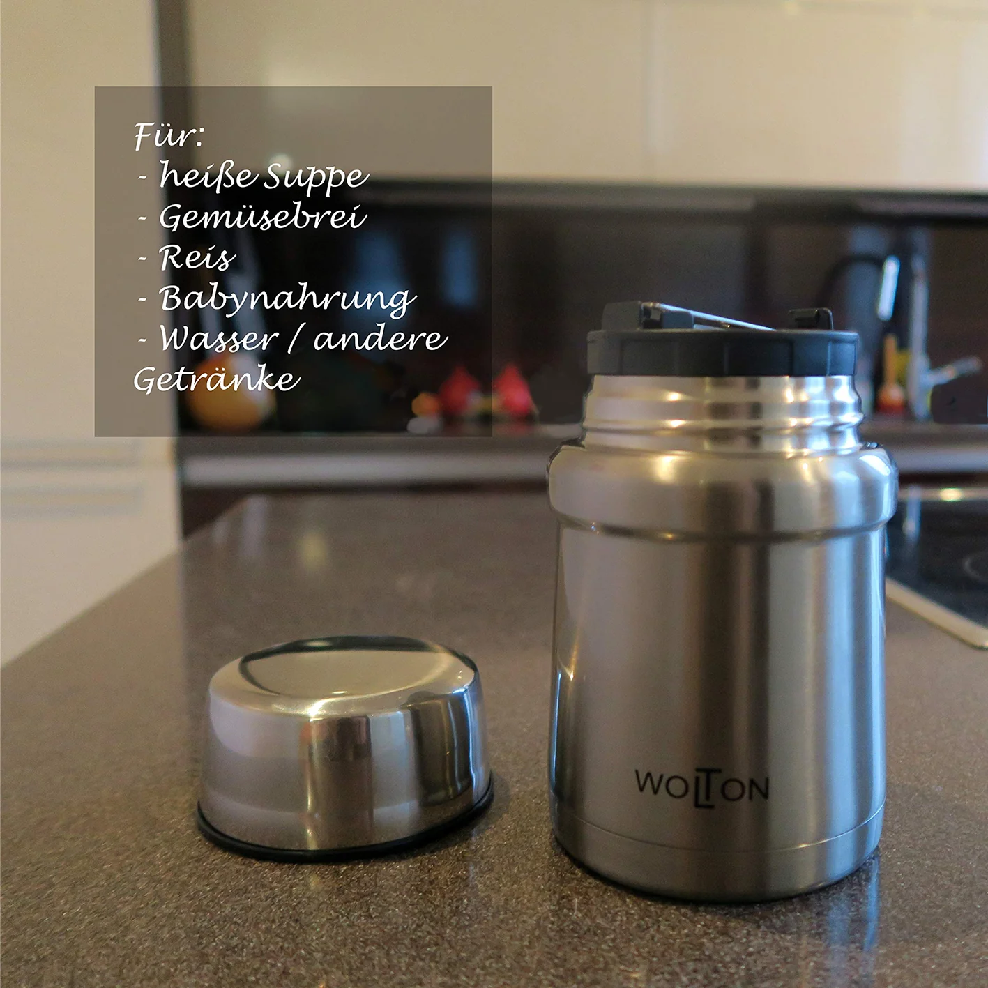 Thermobehälter - 450 ml - Edelstahl - Grau - Image 3