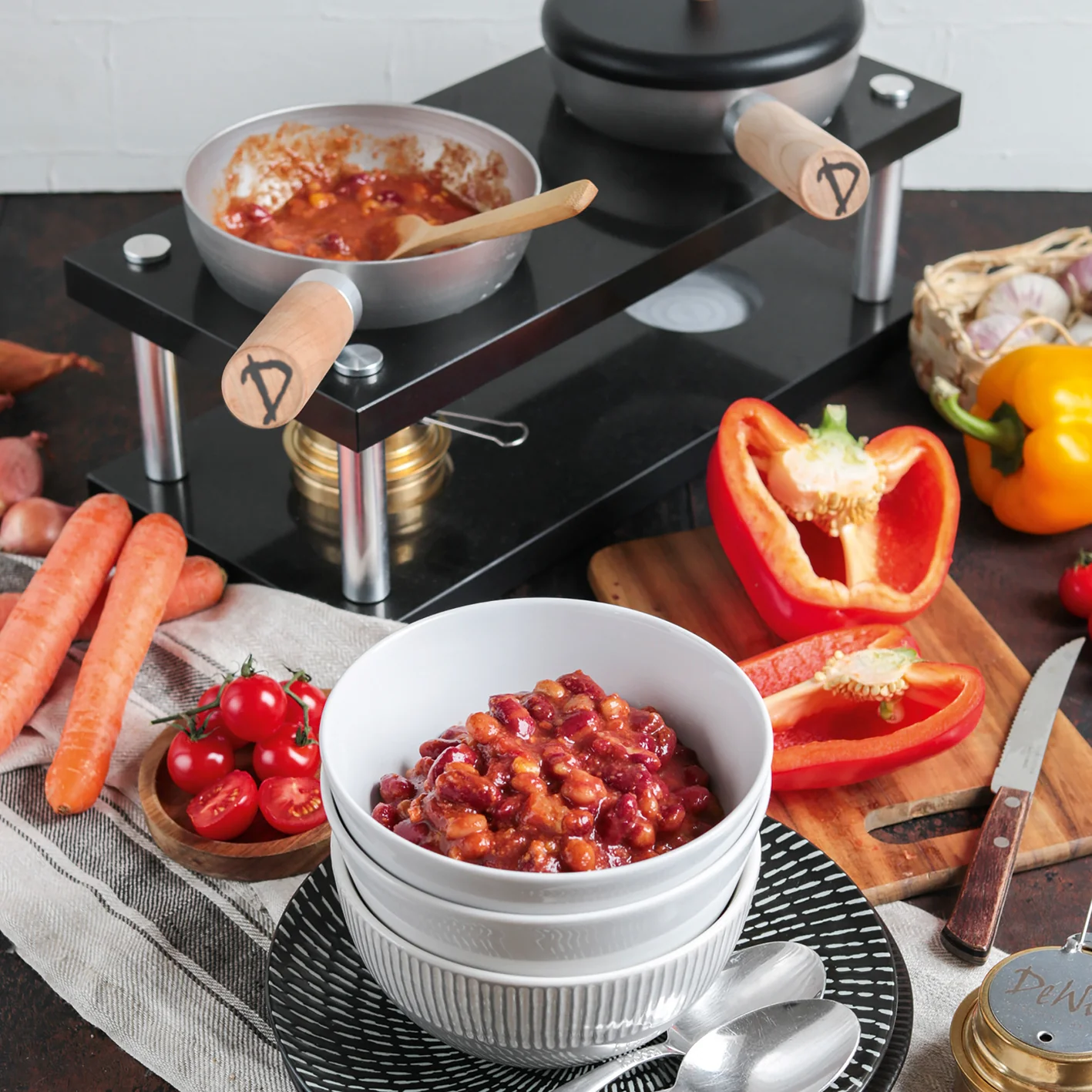 Tisch-Kochset für bis zu 4 Personen - Edelstahl/schwarz - Image 5