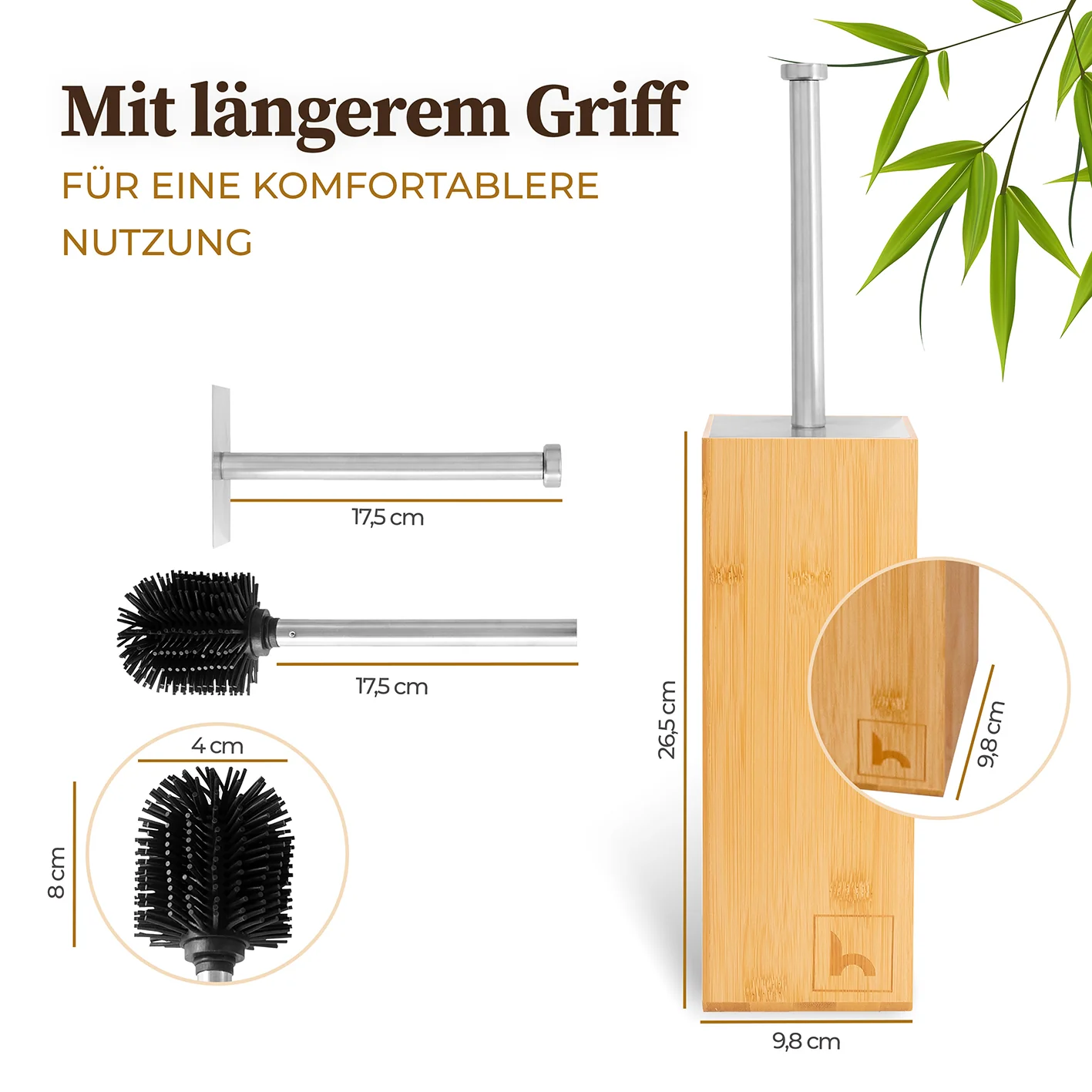 Toilettenbürste Silikon - Bambus Bürstenhalter - Image 4