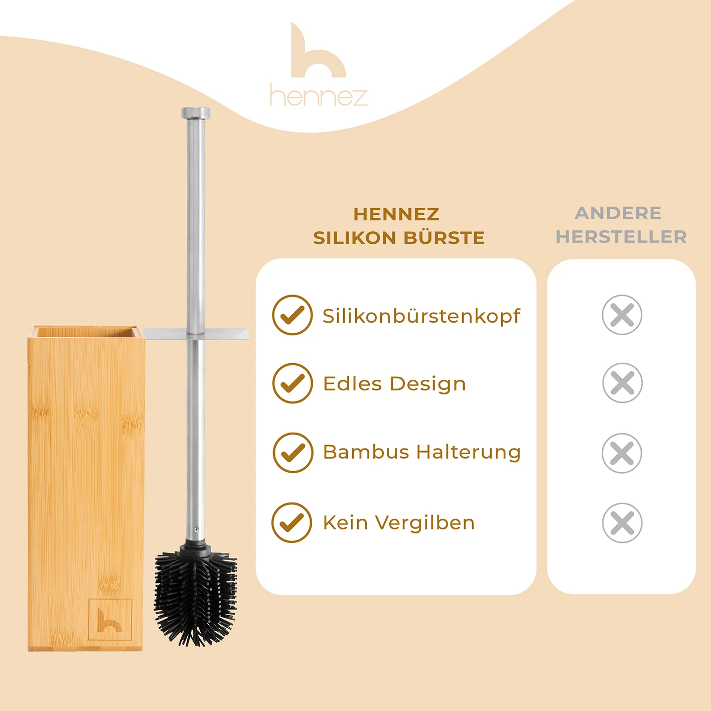 Toilettenbürste Silikon - Bambus Bürstenhalter - Image 7