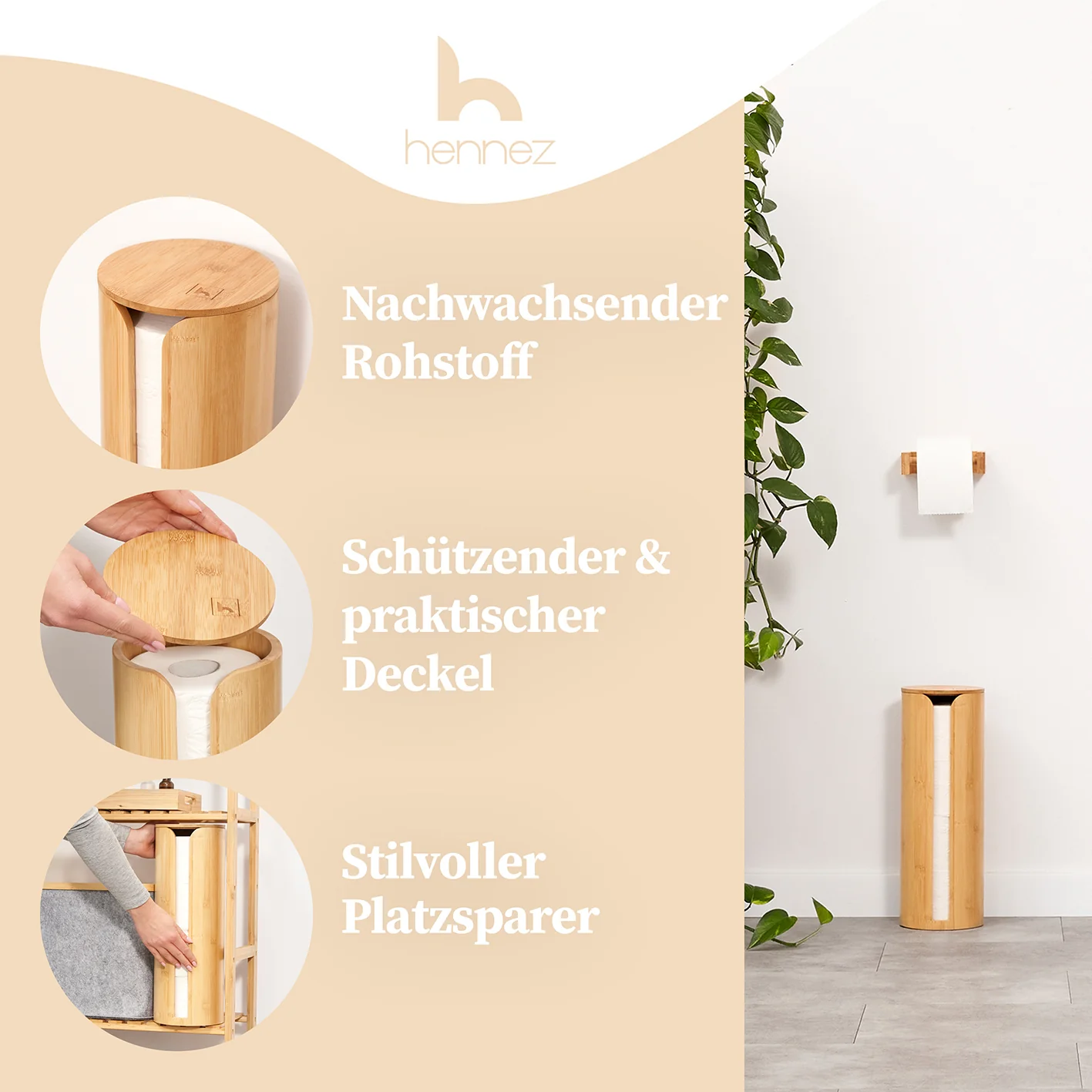 Toilettenpapier-Aufbewahrung "Maria" - Bambus - Image 2