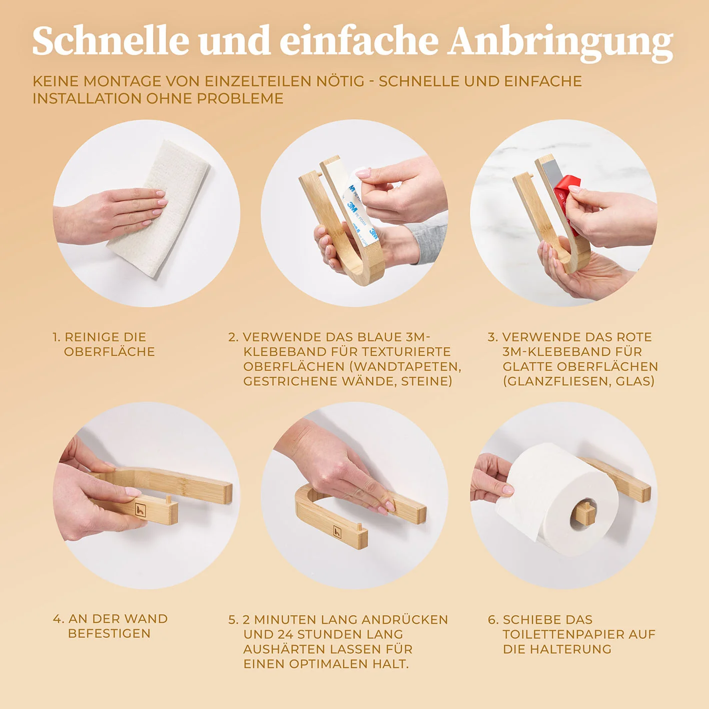 Toilettenpapierhalter ohne Bohren - Akazie - Image 5
