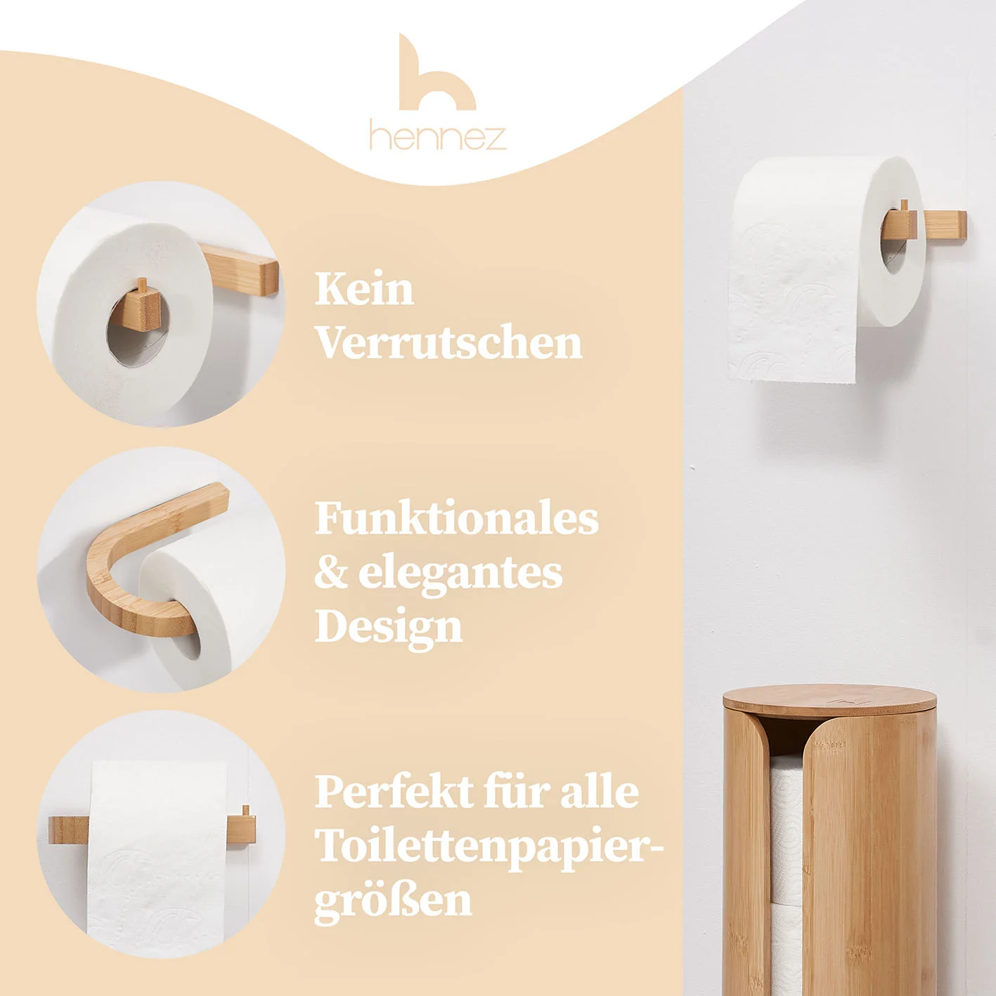 Toilettenpapierhalter ohne Bohren - Bambus - Image 2