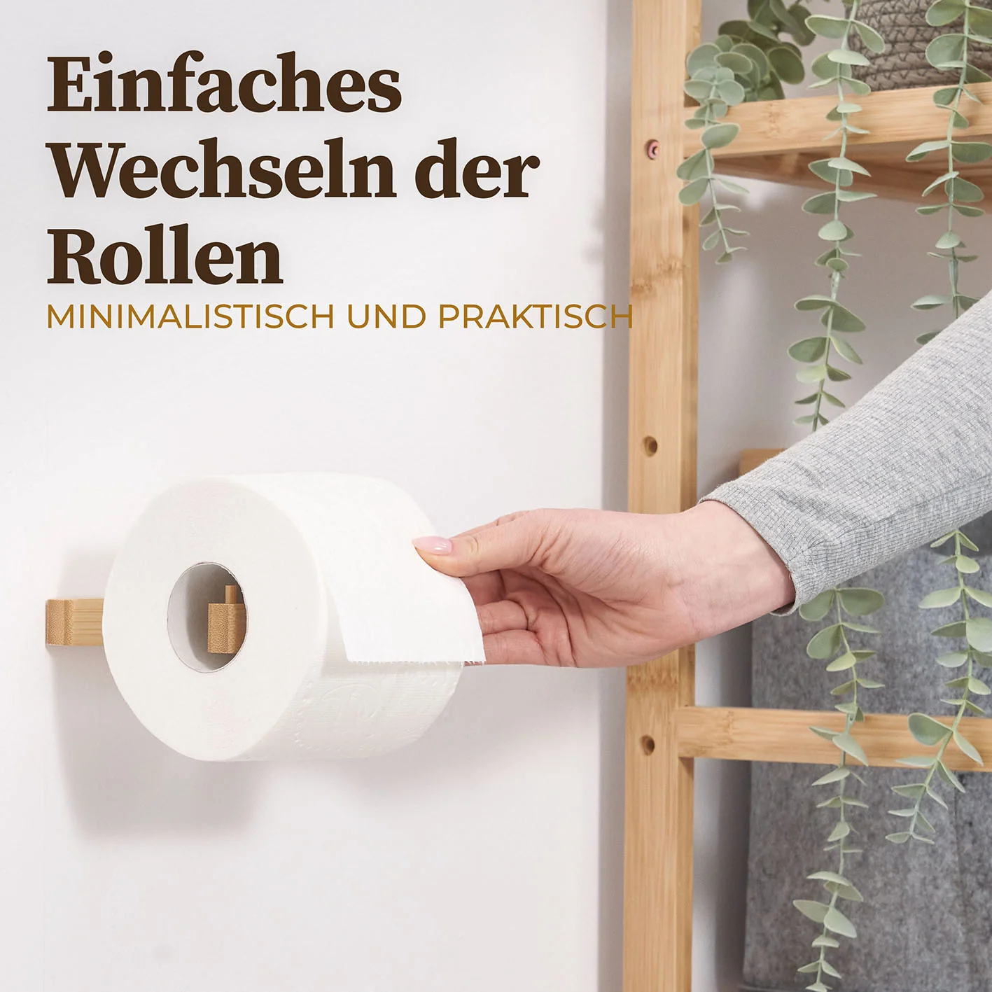 Toilettenpapierhalter ohne Bohren - Bambus - Image 6
