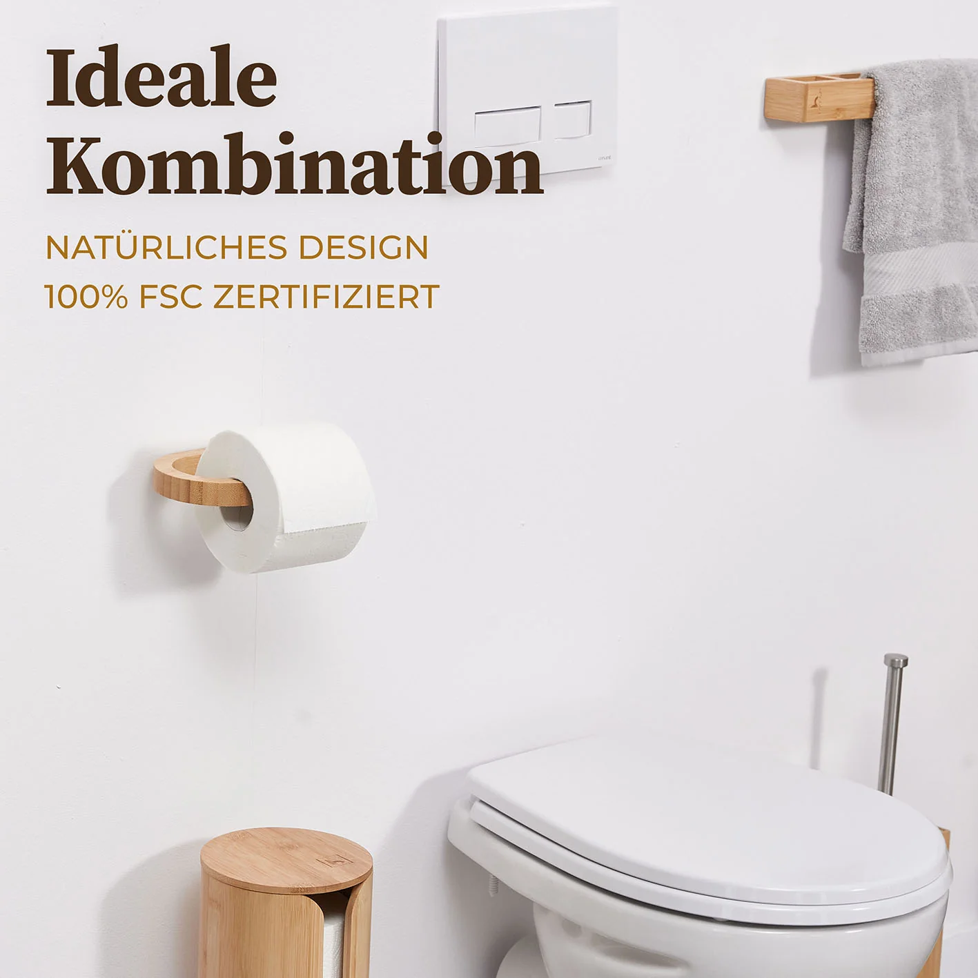 Toilettenpapierhalter ohne Bohren - Bambus - Image 7