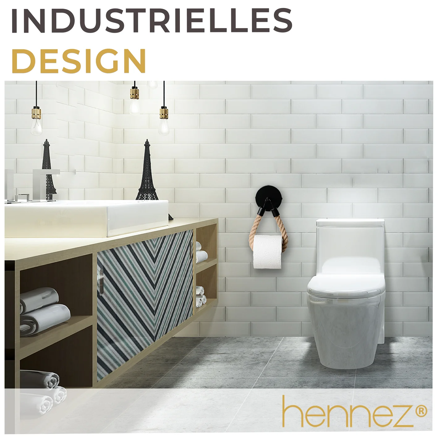 Toilettenpapierhalter ohne Bohren - Mattschwarz - Image 8