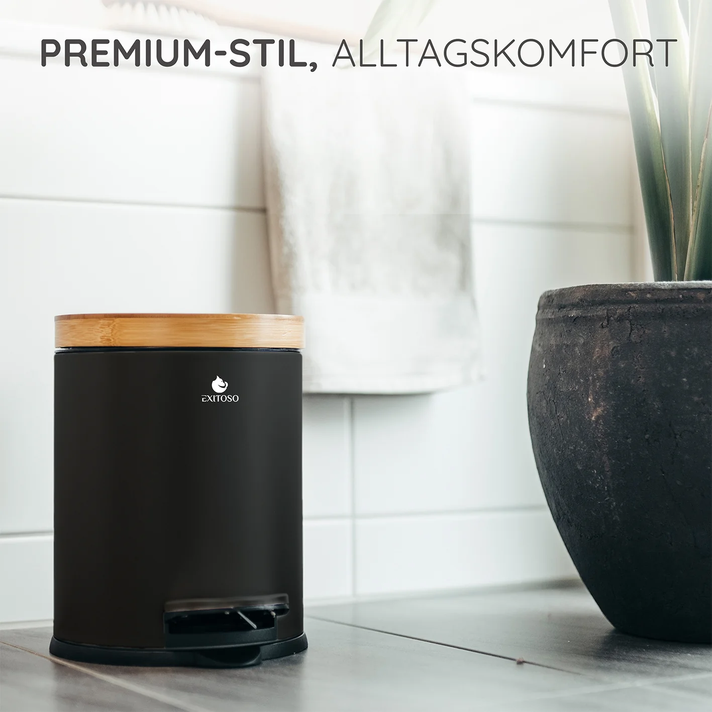 Tretmülleimer mit Softclose-Deckel - 5 l - Schwarz - Image 8