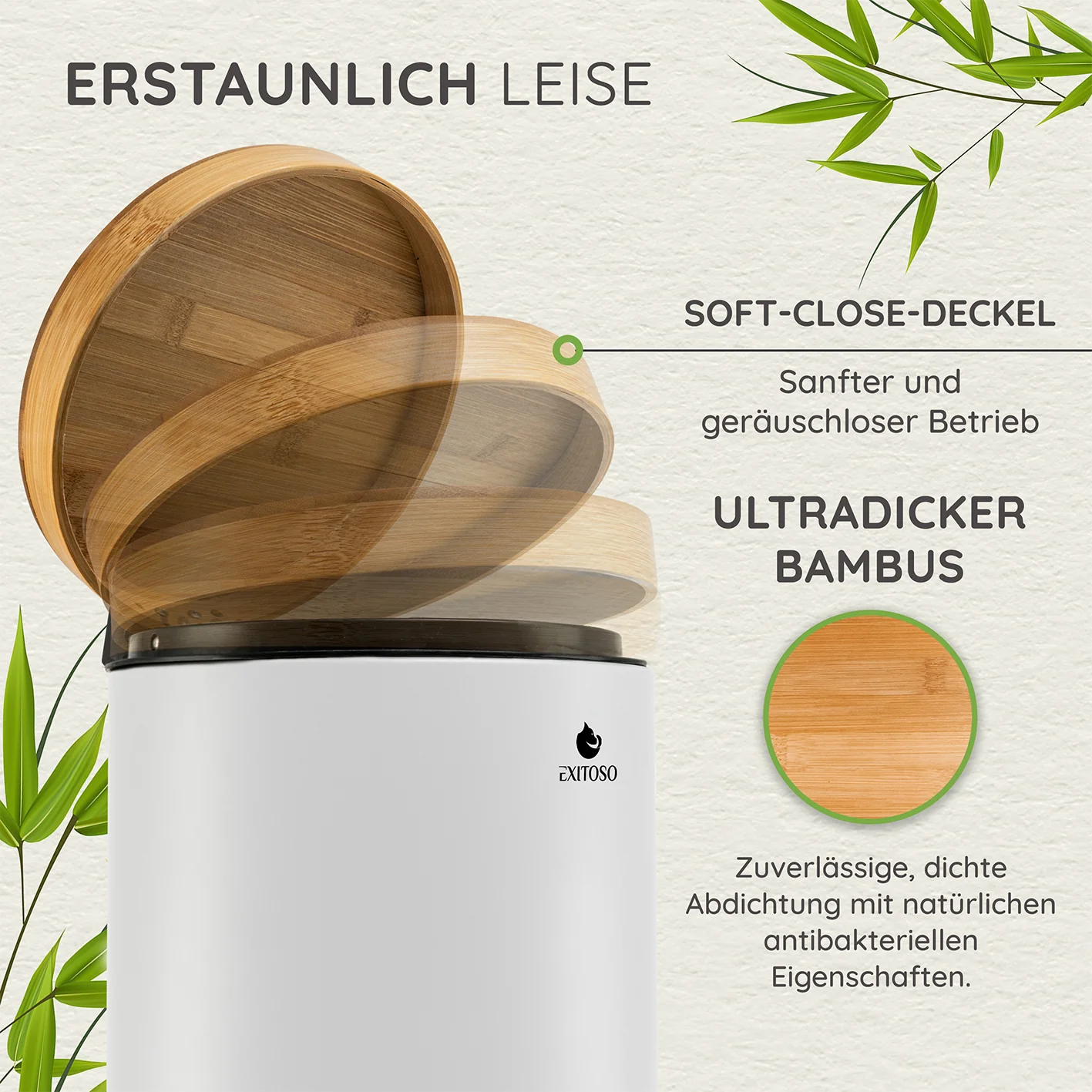 Tretmülleimer mit Softclose-Deckel - 5 l - Weiß - Image 7