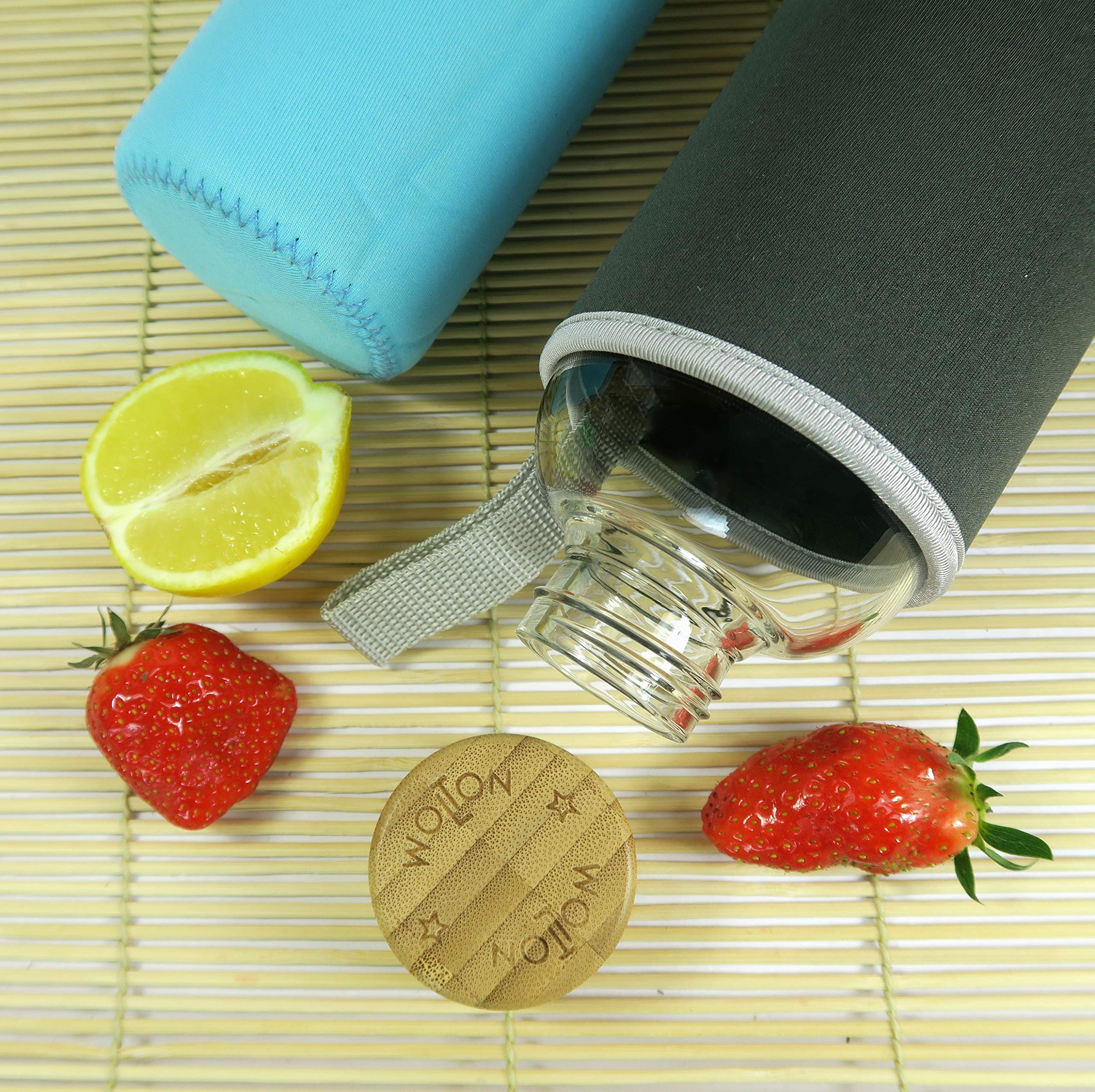 Trinkflasche mit Bambusdeckel - 550 ml - Grau - Image 4