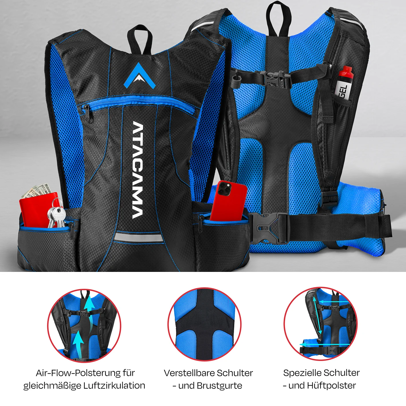 Trinkrucksack für 2 L Trinkblase - Blau - Image 3