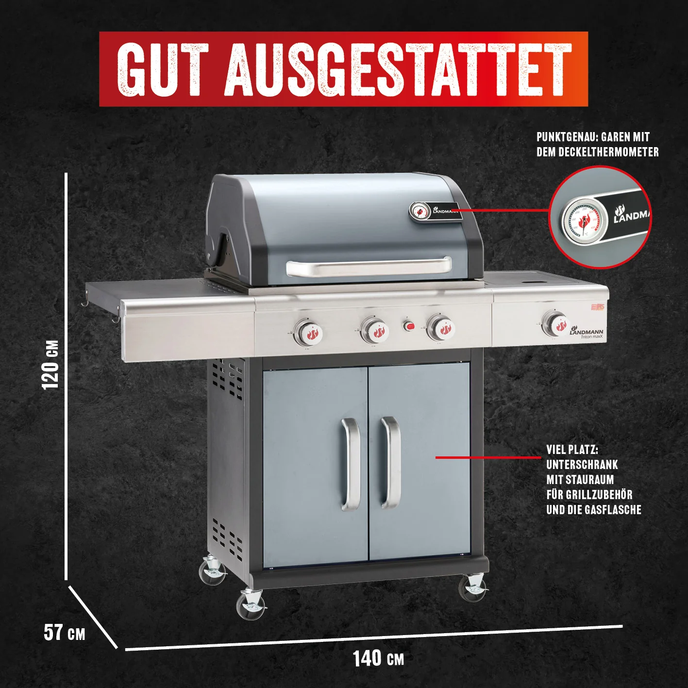 Triton 3.1 maxX Gasgrill mit Infrarotseitenbrenner - Image 6