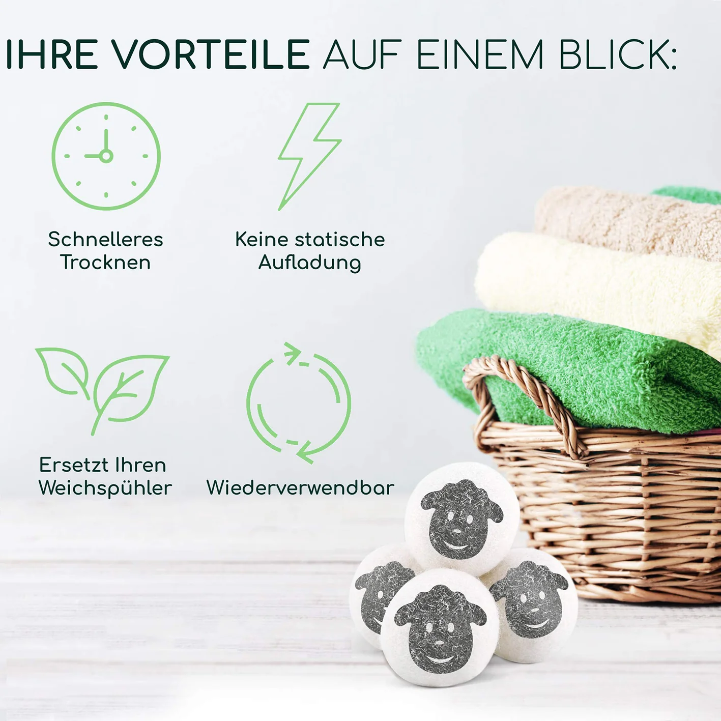 Trocknerbälle für Wäschetrockner - 6er-Set - Schafwolle - Image 3