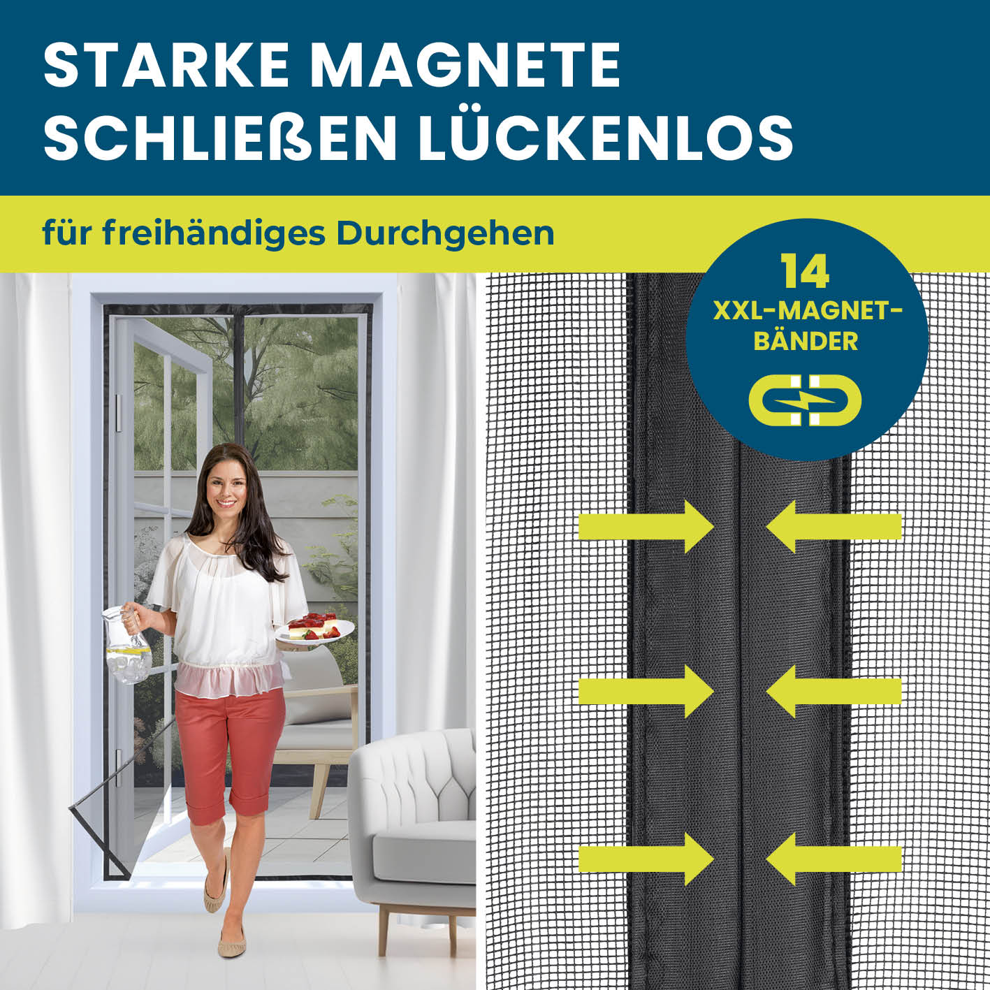 Insektenschutzvorhang - mit XXL-Magnetbändern - 100 x 210 cm - Image 2