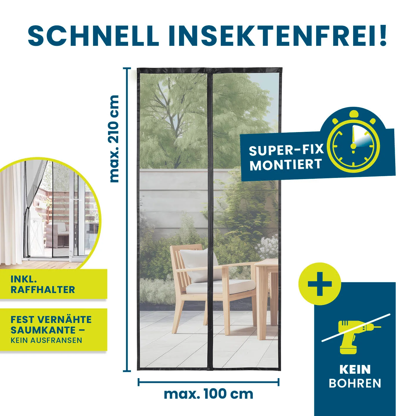 Insektenschutzvorhang - mit XXL-Magnetbändern - 100 x 210 cm - Image 5