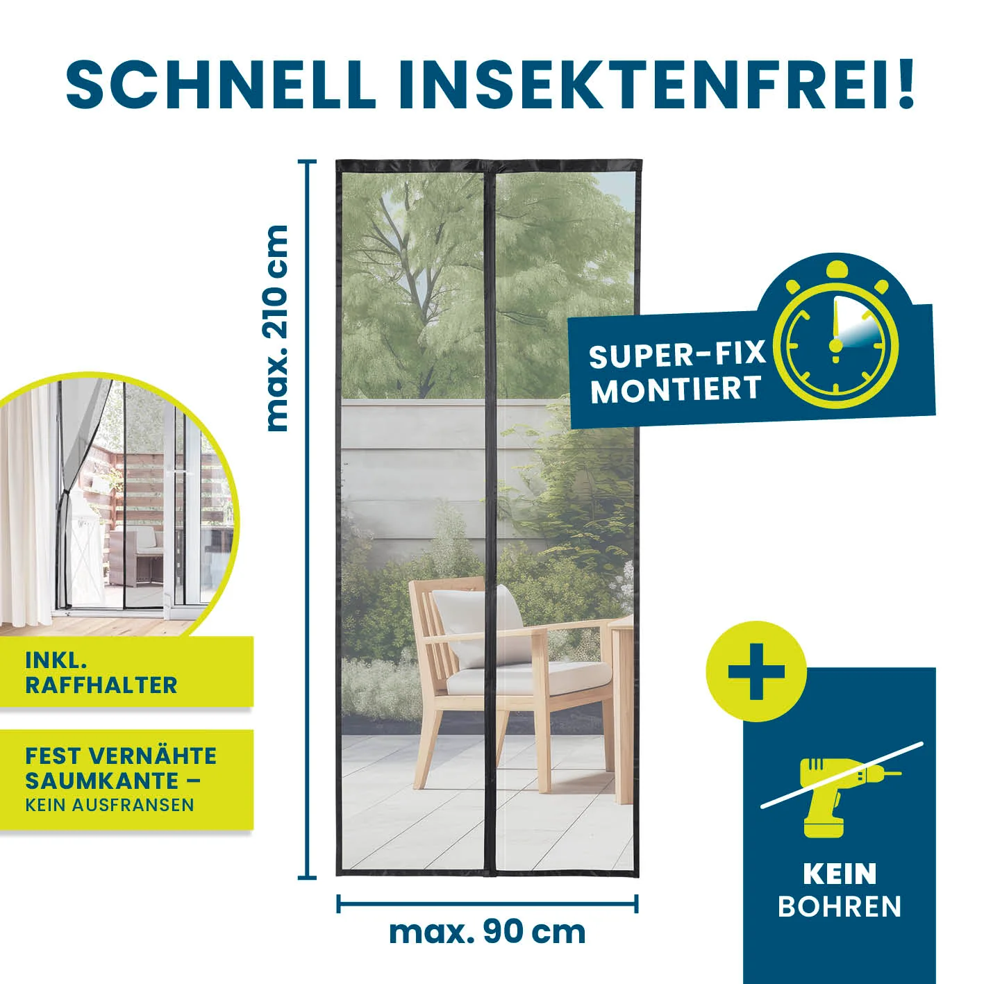 Insektenschutzvorhang - mit XXL-Magnetbändern - 90 x 210 cm - Image 5