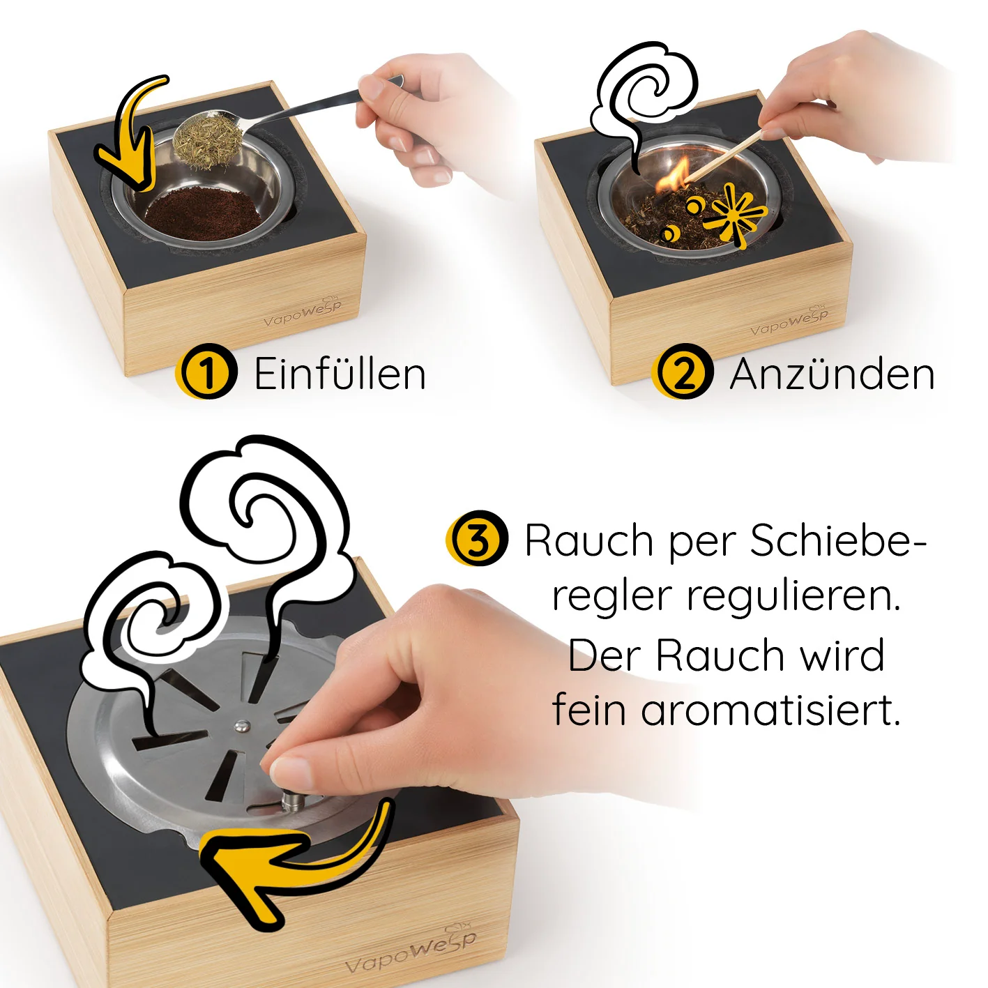 Räucherbox inkl. Orange & Rosemary (50 g) + Lemon & Basil (100 g) + Hay Flowers & Thyme (100 g) - Image 6