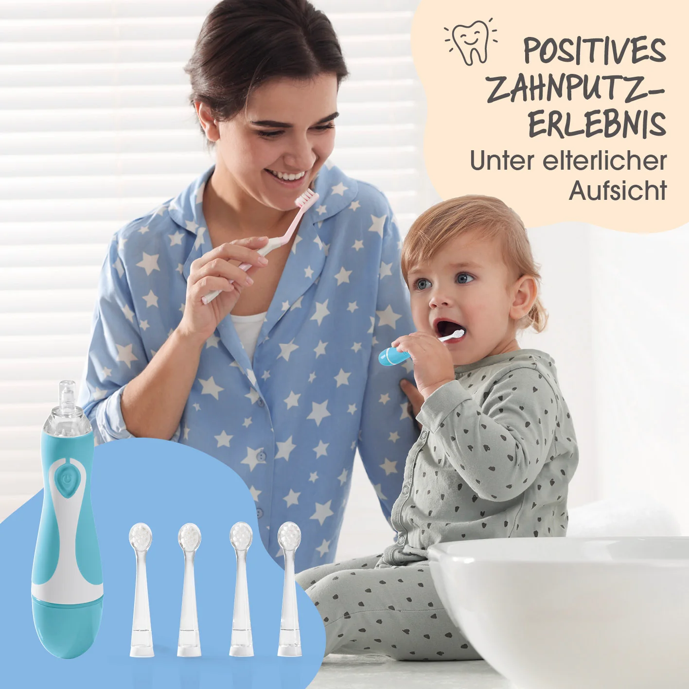 Elektrische Kinder-Zahnbürste mit Smart Timer - Ab 6 Monate* - Blau/Weiß - Image 6