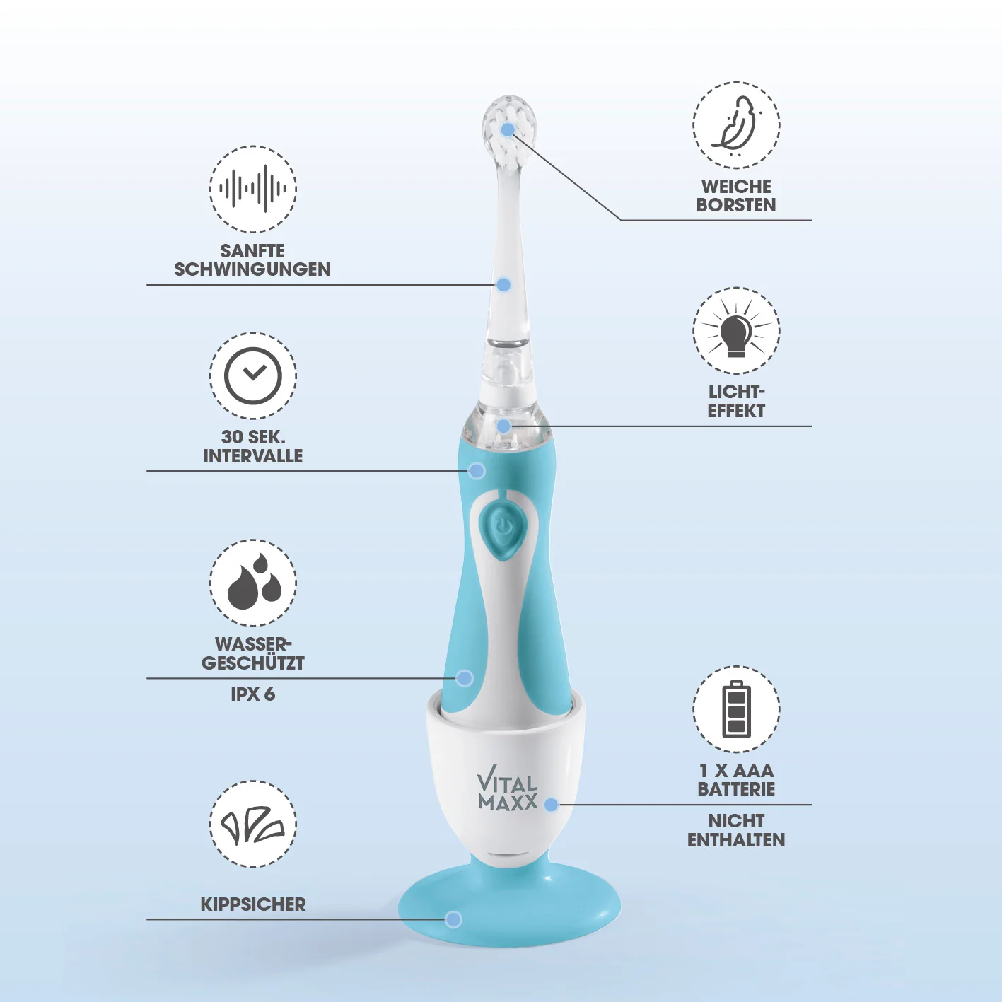 Elektrische Kinder-Zahnbürste mit Smart Timer - Ab 6 Monate* - Blau/Weiß - Image 7