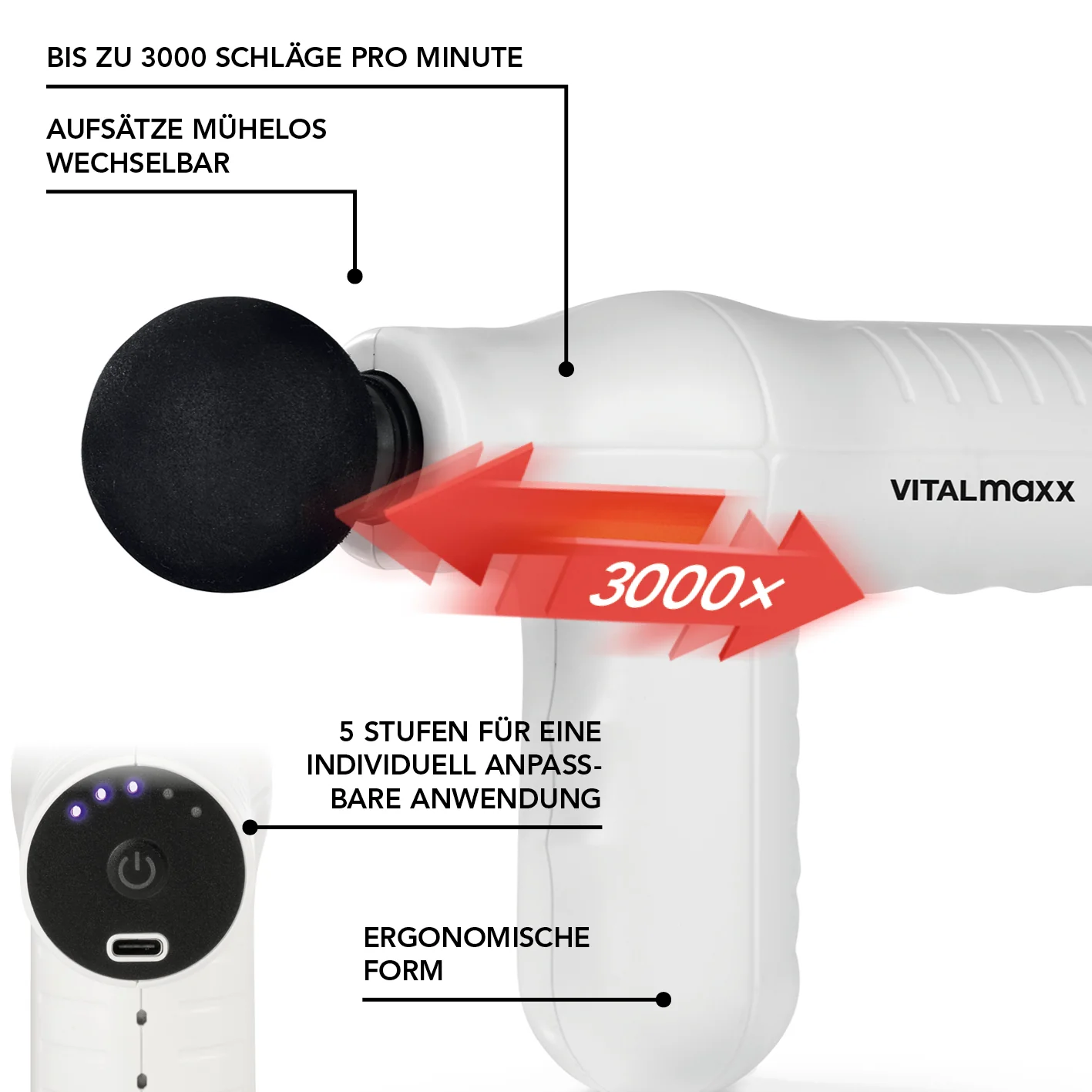 Mini Massage Gun Smart Grip - Weiß - Image 5