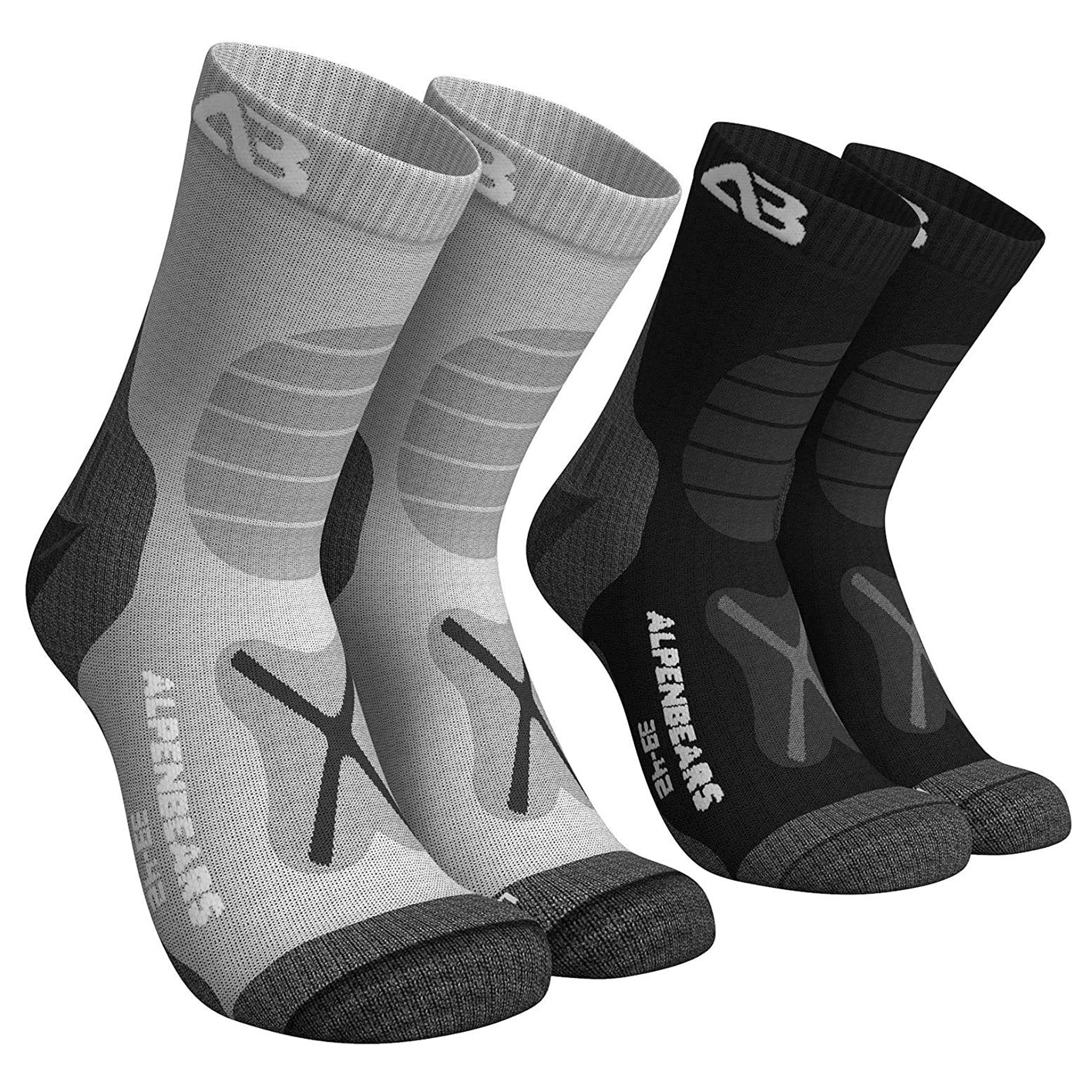 Wandersocken Merinowolle - 2er-Set - Grau-Schwarz - Größe 43-38 - Image 4