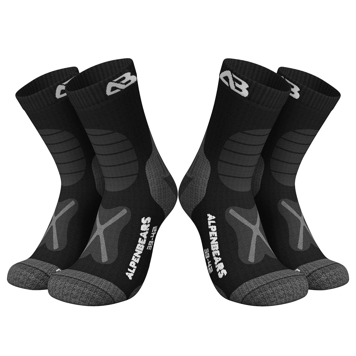 Wandersocken Merinowolle - 2er-Set - Schwarz - Größe 39-42 - Image 2