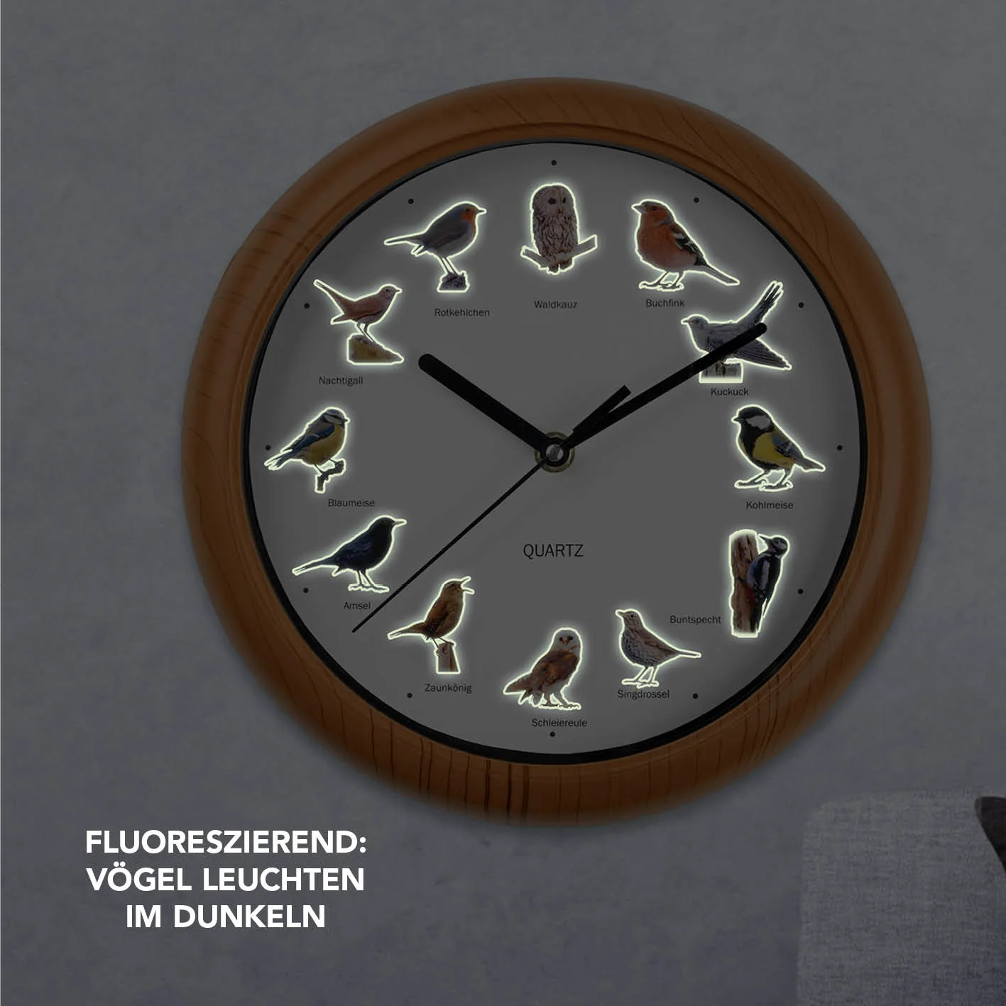 Wanduhr mit Vogelstimmen - 25cm - Image 5