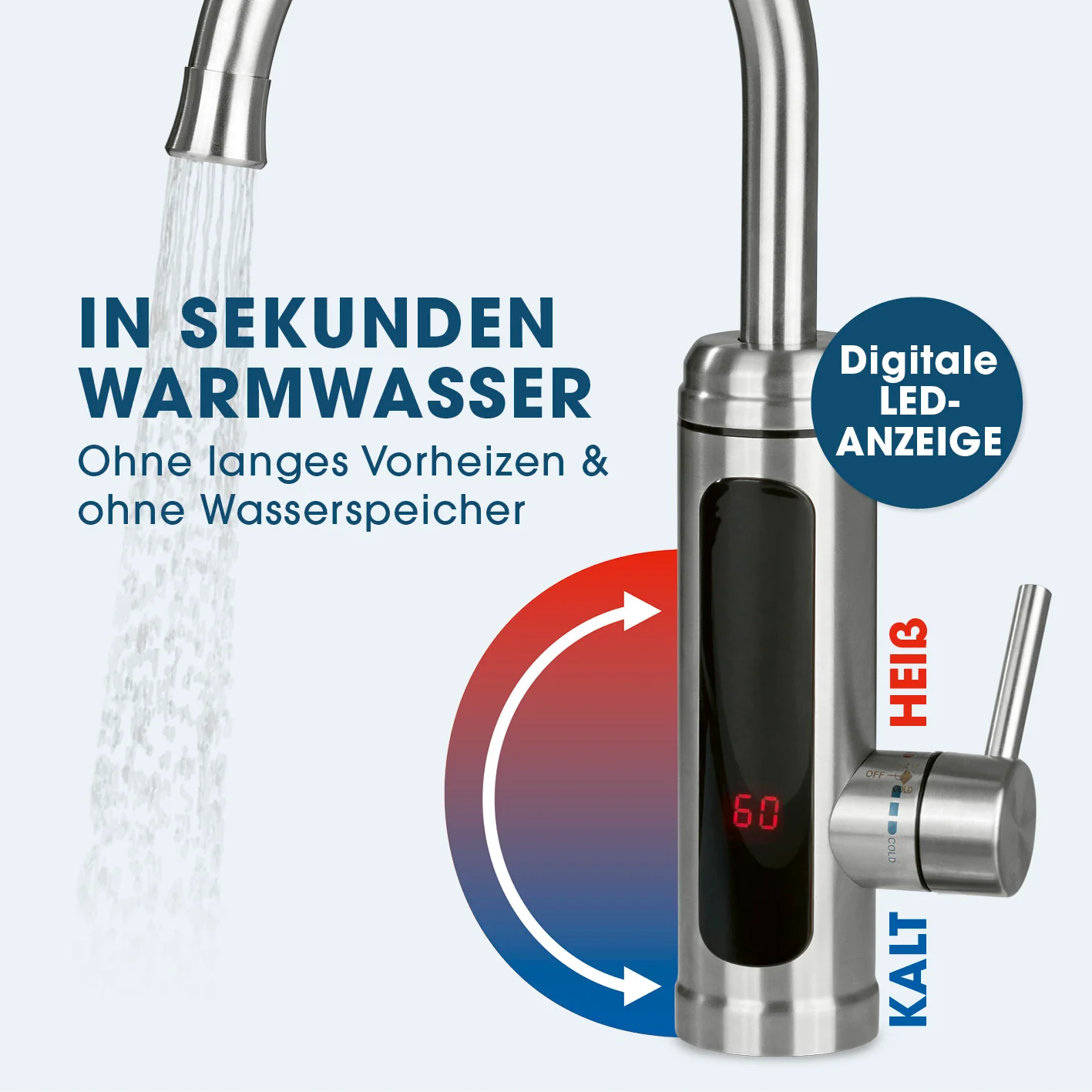 elektrische Edelstahl-Armatur mit integriertem Durchlauferhitzer - Image 3