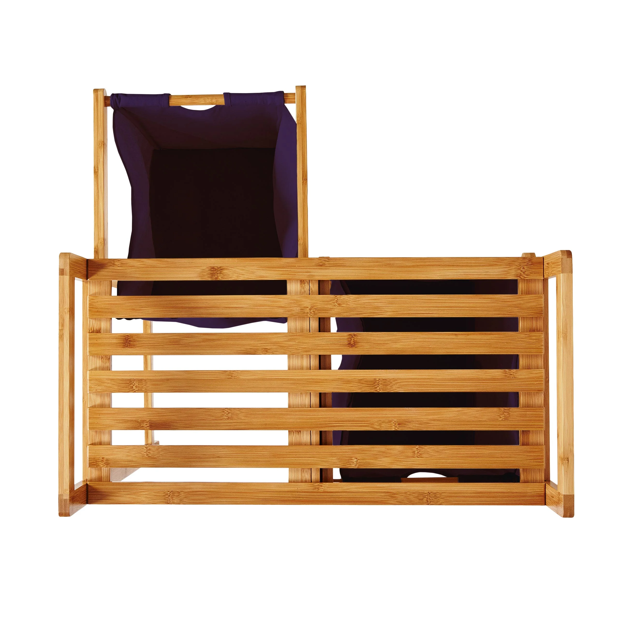 Bambus Wäschekorb mit 2 ausziehbaren Wäschesacken - 73 x 64 x 33 cm - Lila - Image 10