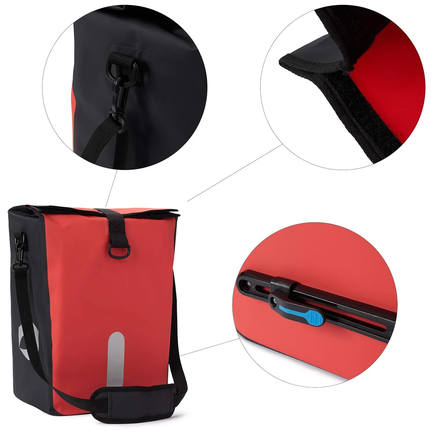 Wasserdichte Fahrradtasche Roll-Top - 21 L - Rot - Image 3