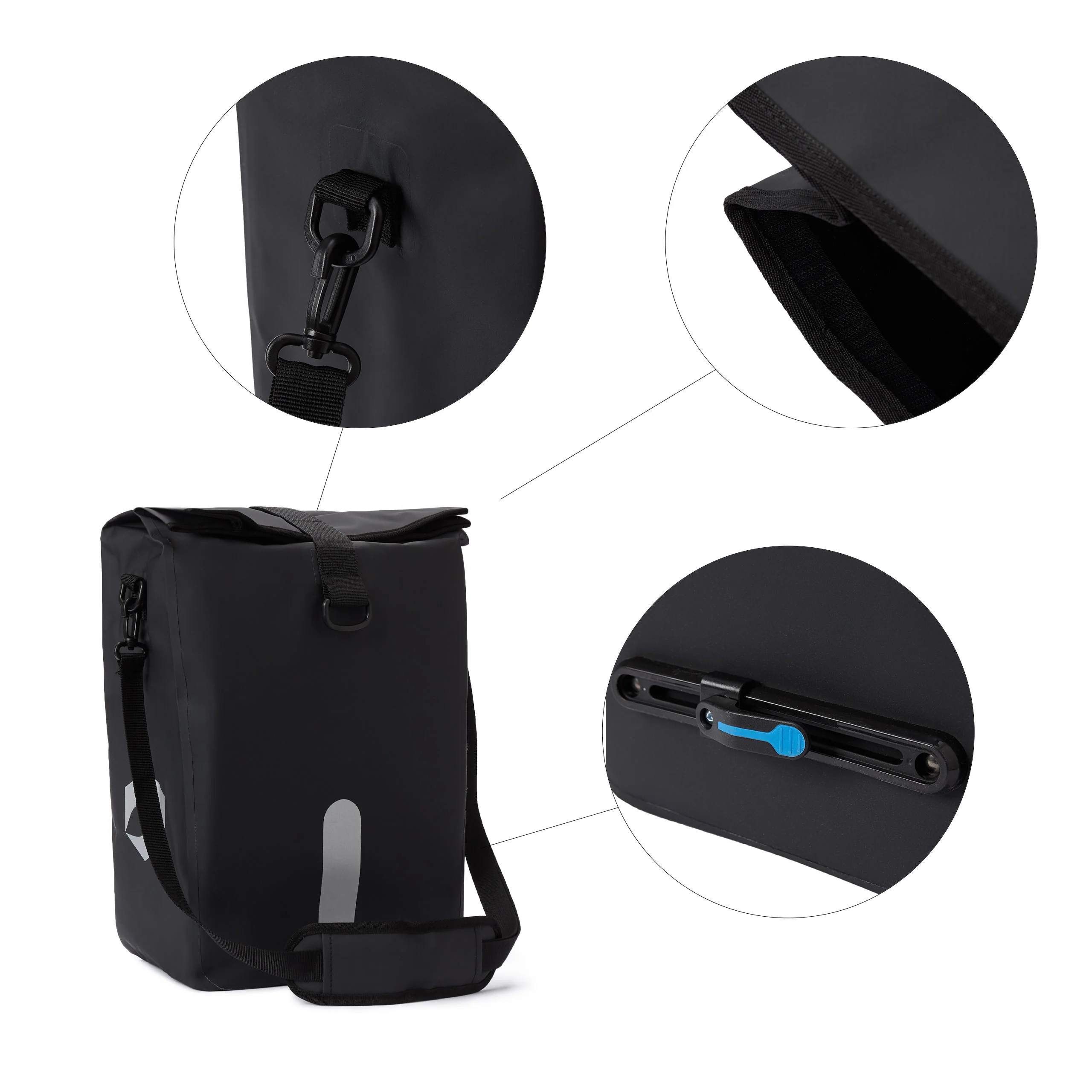 Wasserdichte Fahrradtasche Roll-Top - 21 L - Schwarz - Image 3