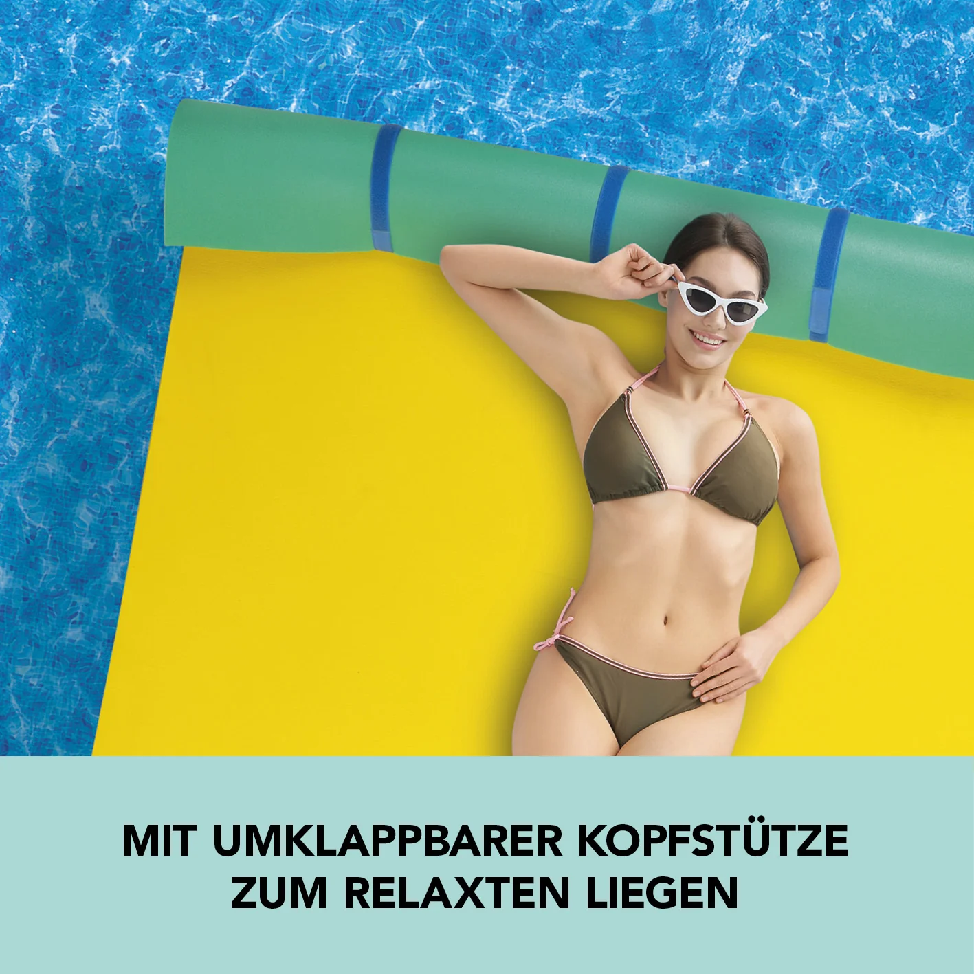 Wassermatte XXL - 270 x 180cm - Belastbar bis 300 kg - gelb/türkis - Image 3
