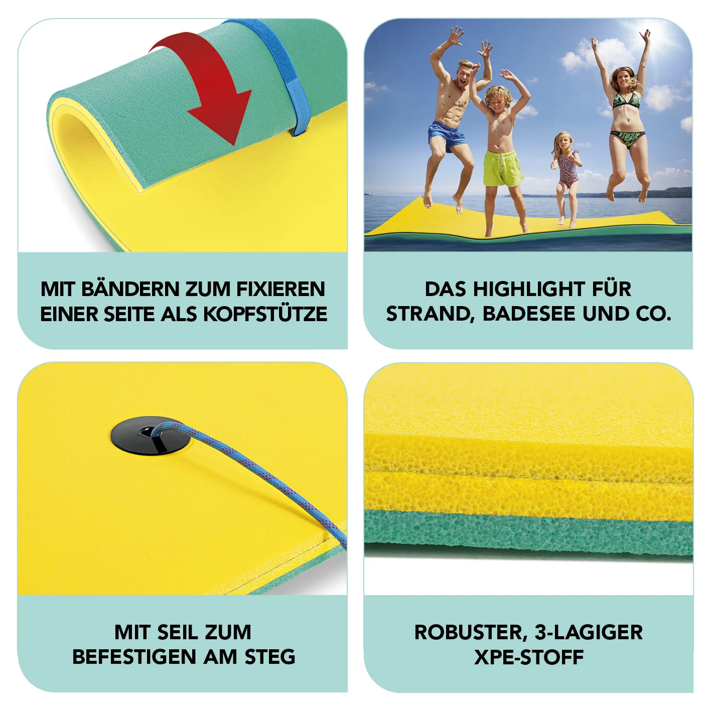 Wassermatte XXL - 270 x 180cm - Belastbar bis 300 kg - gelb/türkis - Image 4