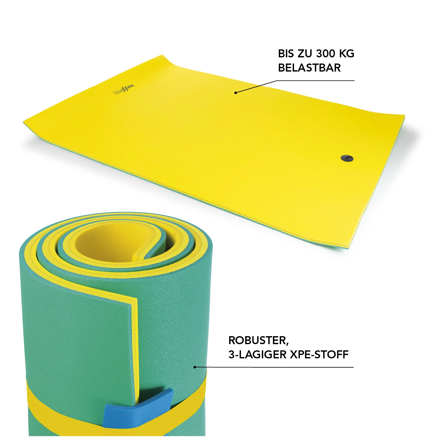 Wassermatte XXL - 270 x 180cm - Belastbar bis 300 kg - gelb/türkis - Image 5