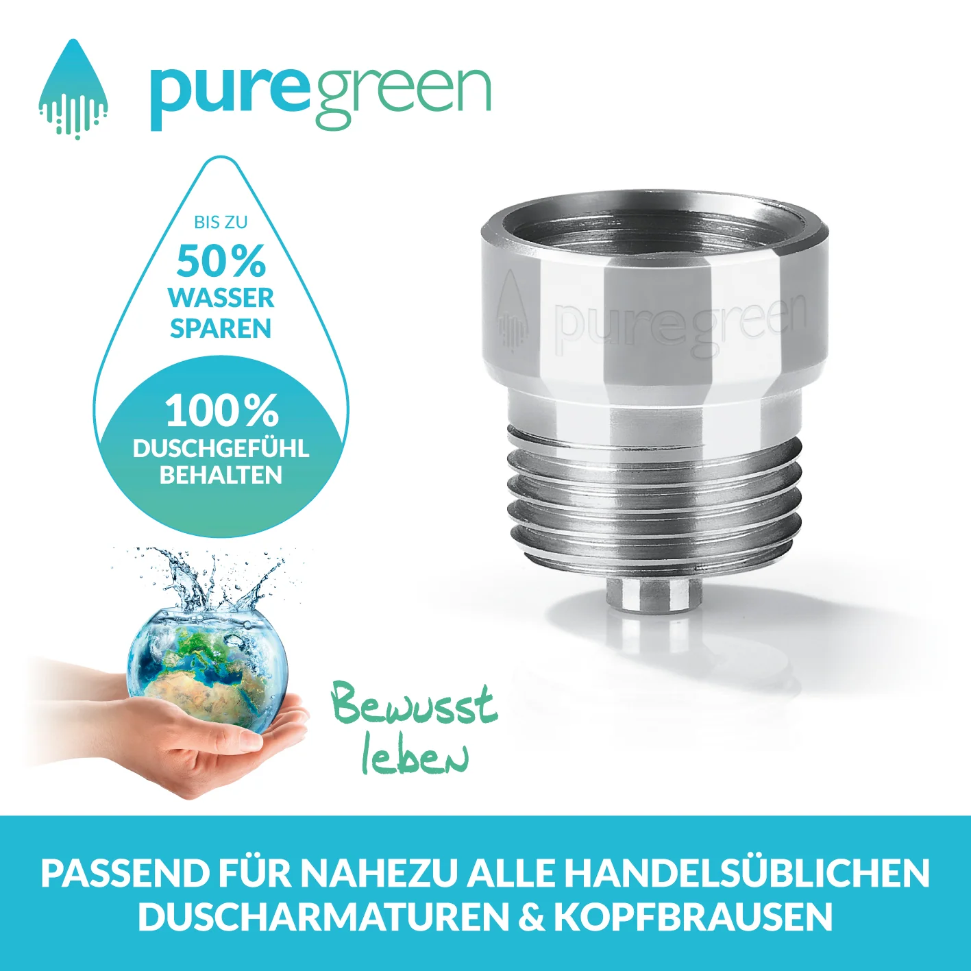 Wassersparer für die Dusche - Spart bis zu 50 % Wasser - chromfarben - Image 3