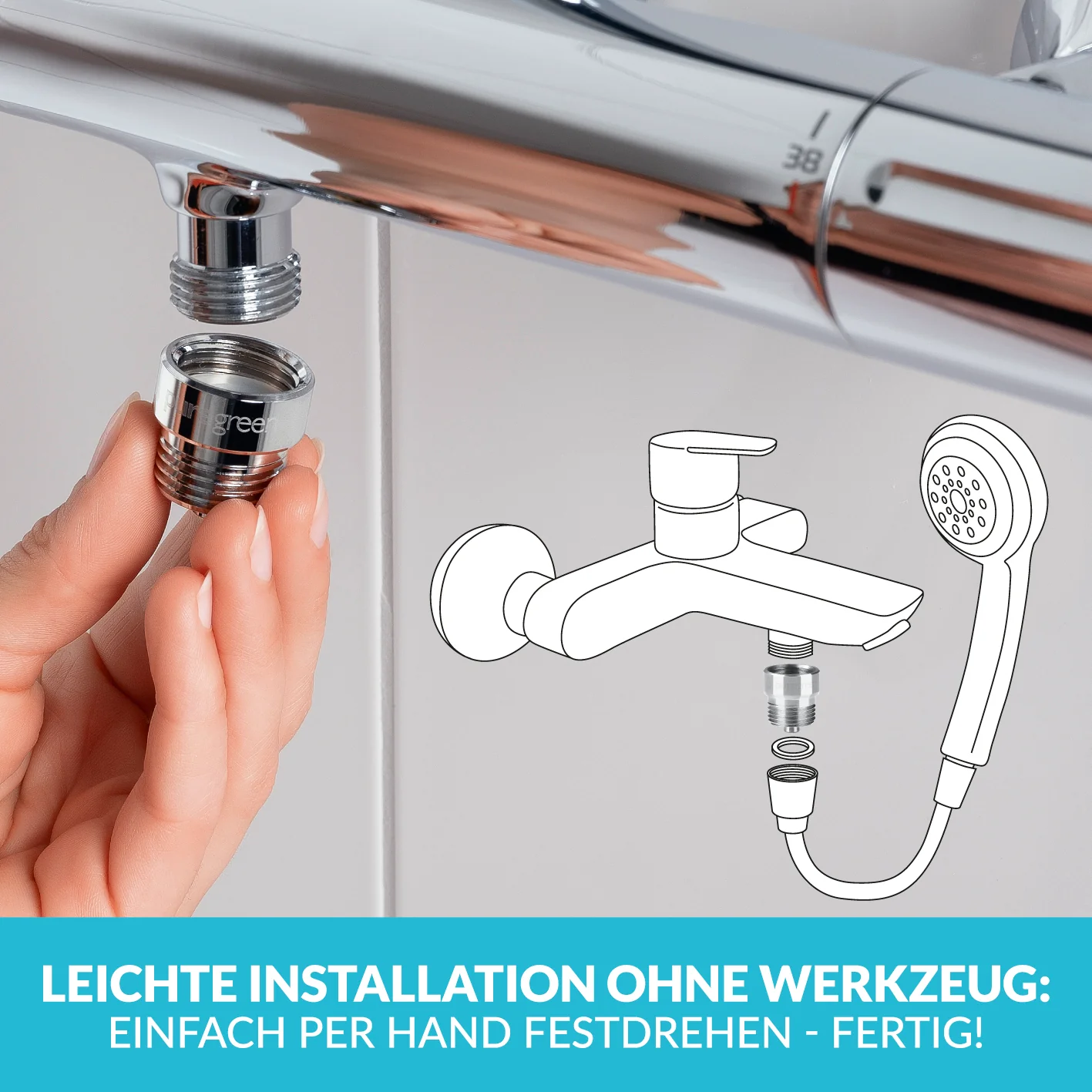 Wassersparer für die Dusche - Spart bis zu 50 % Wasser - chromfarben - Image 7