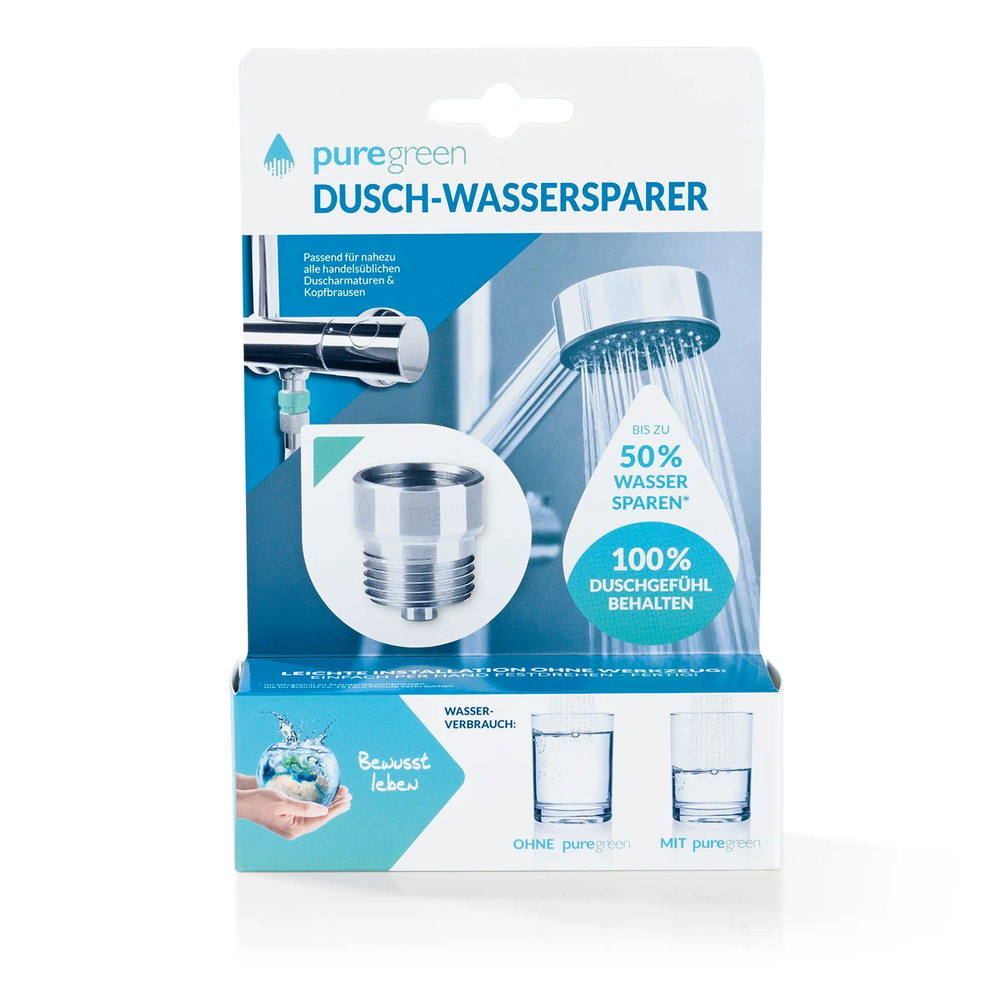 Wassersparer für die Dusche - Spart bis zu 50 % Wasser - chromfarben - Image 8