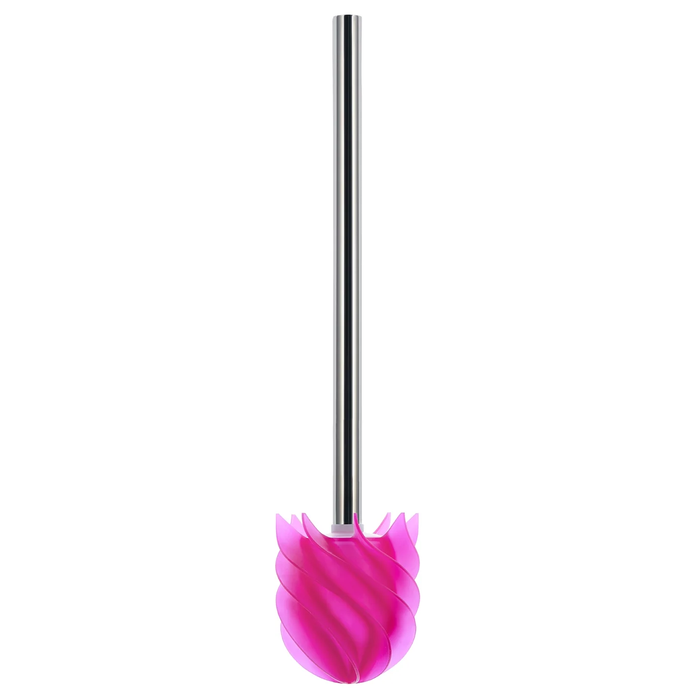WC-Bürste Silikonkopf Edelstahl/pink mit Bürstenhalter - Image 2