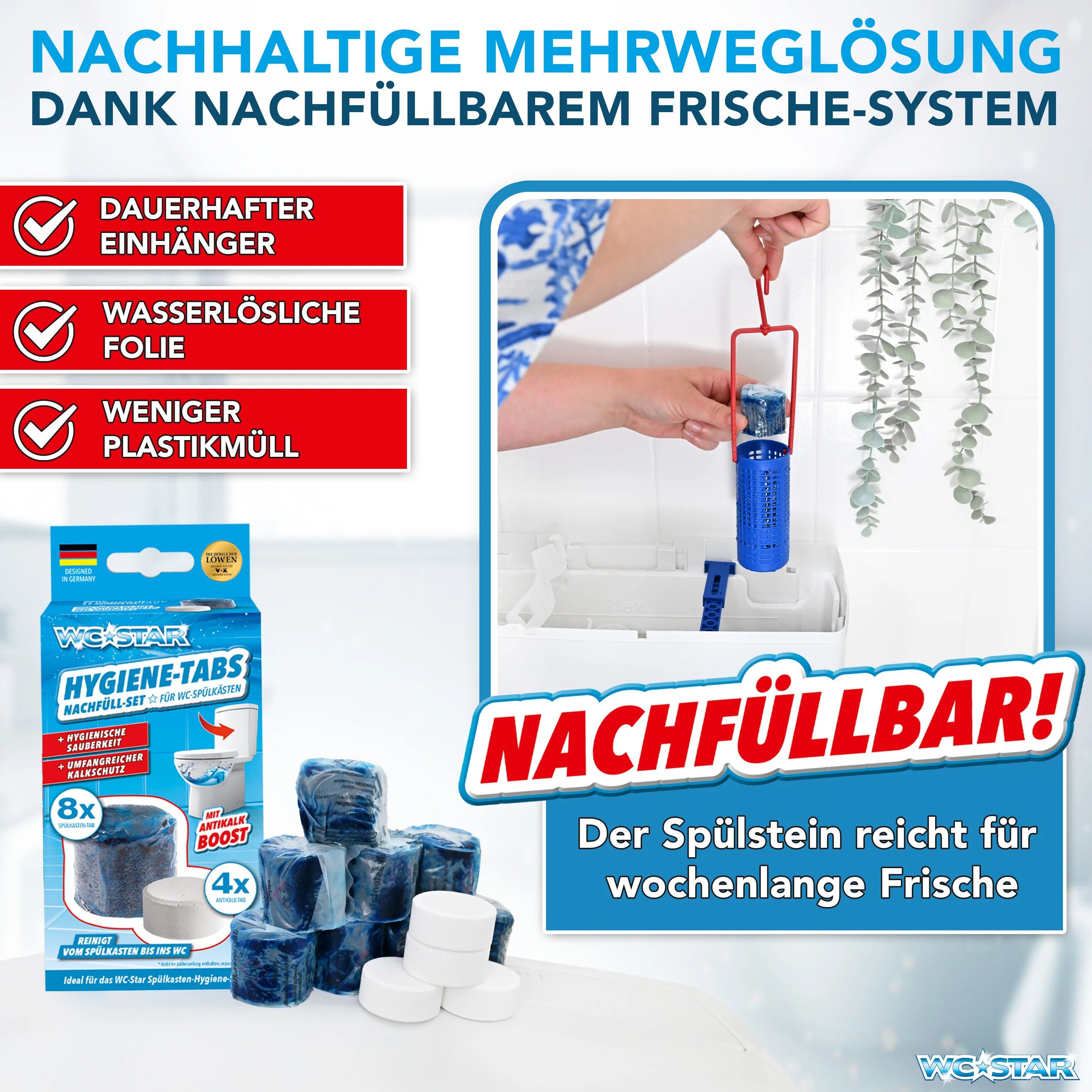 WC-Star Spülkasten-Hygiene-Set (1x Spülkasten-Einhänger + 2x Spülkasten-Tab + 1x Antikalk-Tab) - Image 8