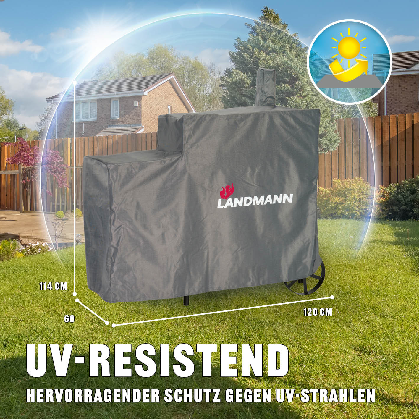 Wetterschutzhaube Premium - 130 x 60 x 120 cm - grau - Image 3