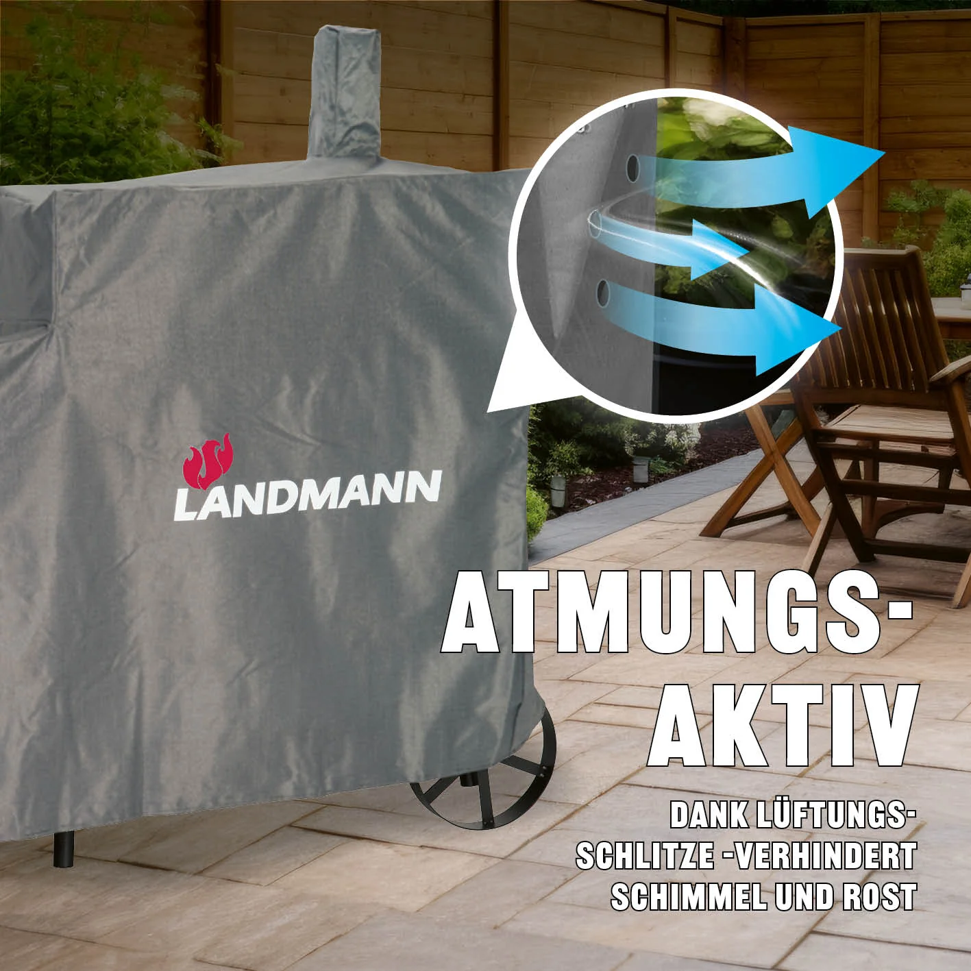 Wetterschutzhaube Premium - 130 x 60 x 120 cm - grau - Image 5