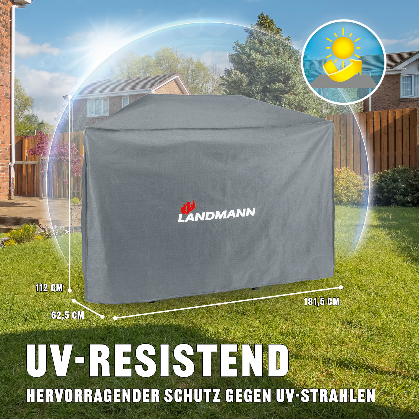 Wetterschutzhaube Premium - 181,5 x 112 x 62,5 cm - Grau - Image 3