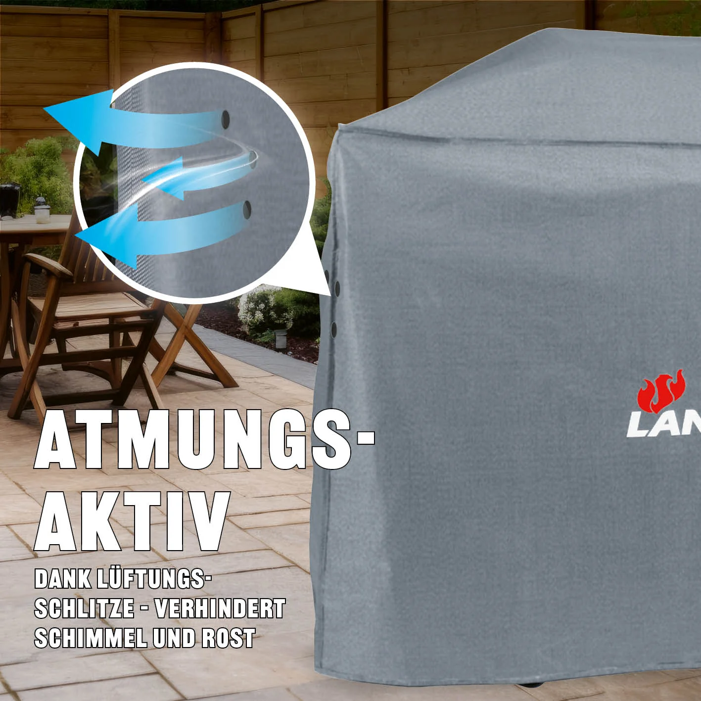 Wetterschutzhaube Premium - 181,5 x 112 x 62,5 cm - Grau - Image 6