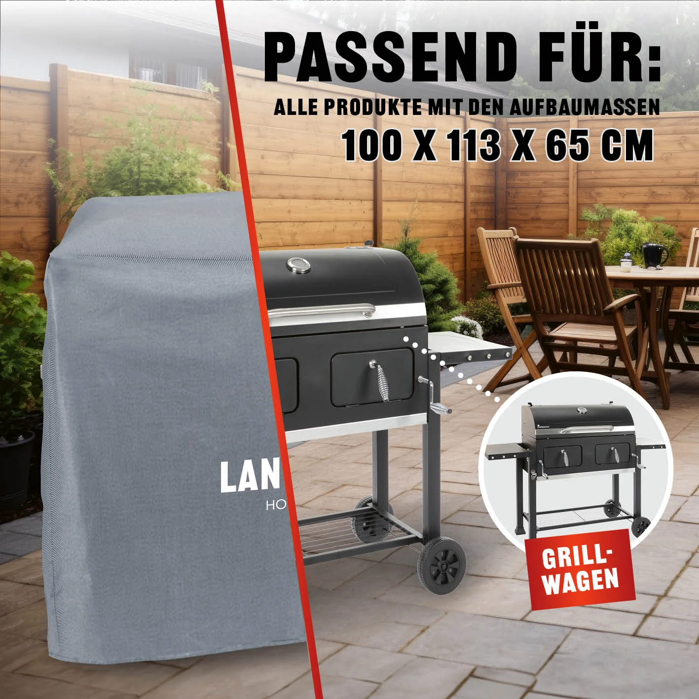 Wetterschutzhaube Premium - 38 x 44 x 34cm - Grau - Image 8