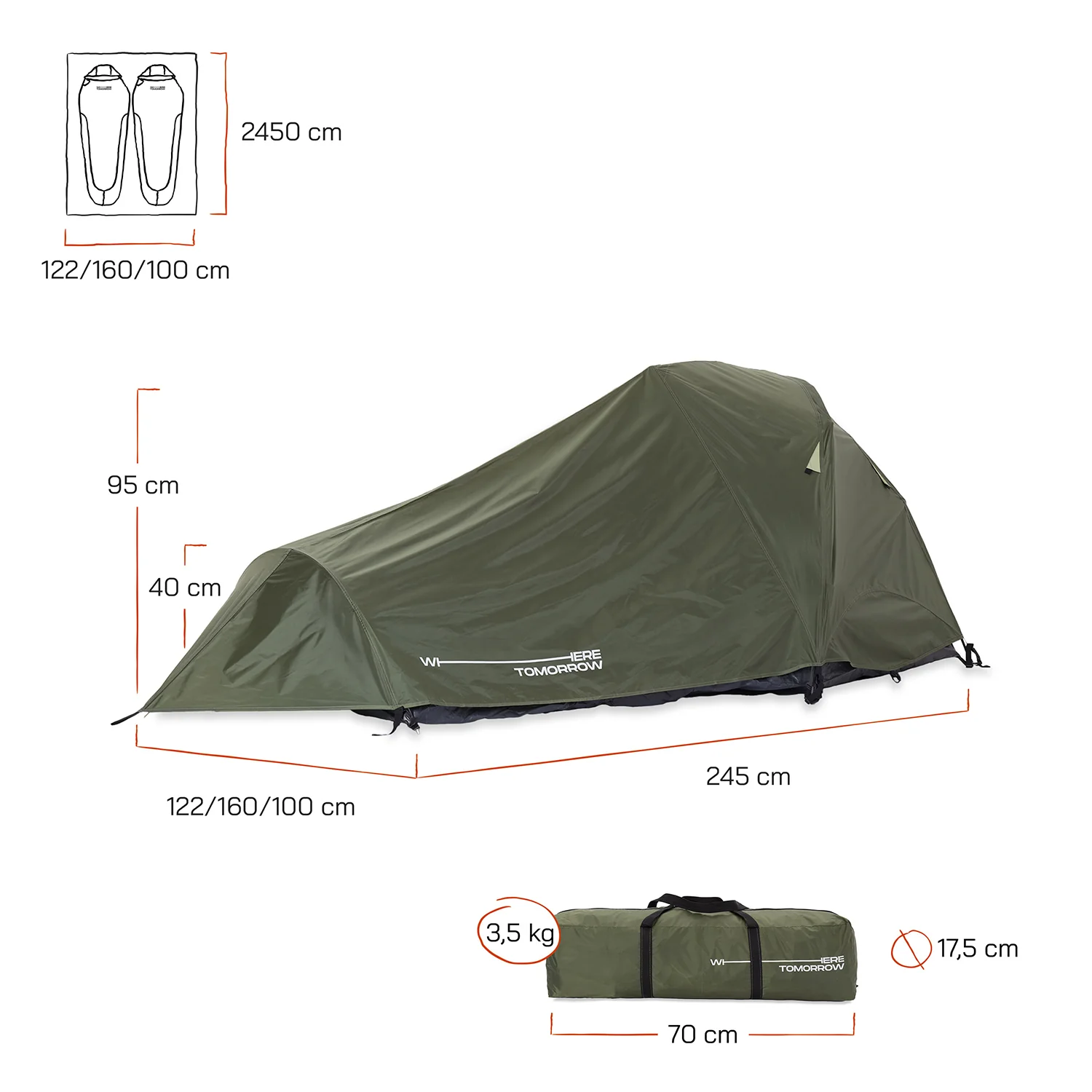 2-Personen-Kompakt-Zelt - Pop Up Wurfzelt Trekkingzelt - 245x160x95 cm - Grün - Image 4