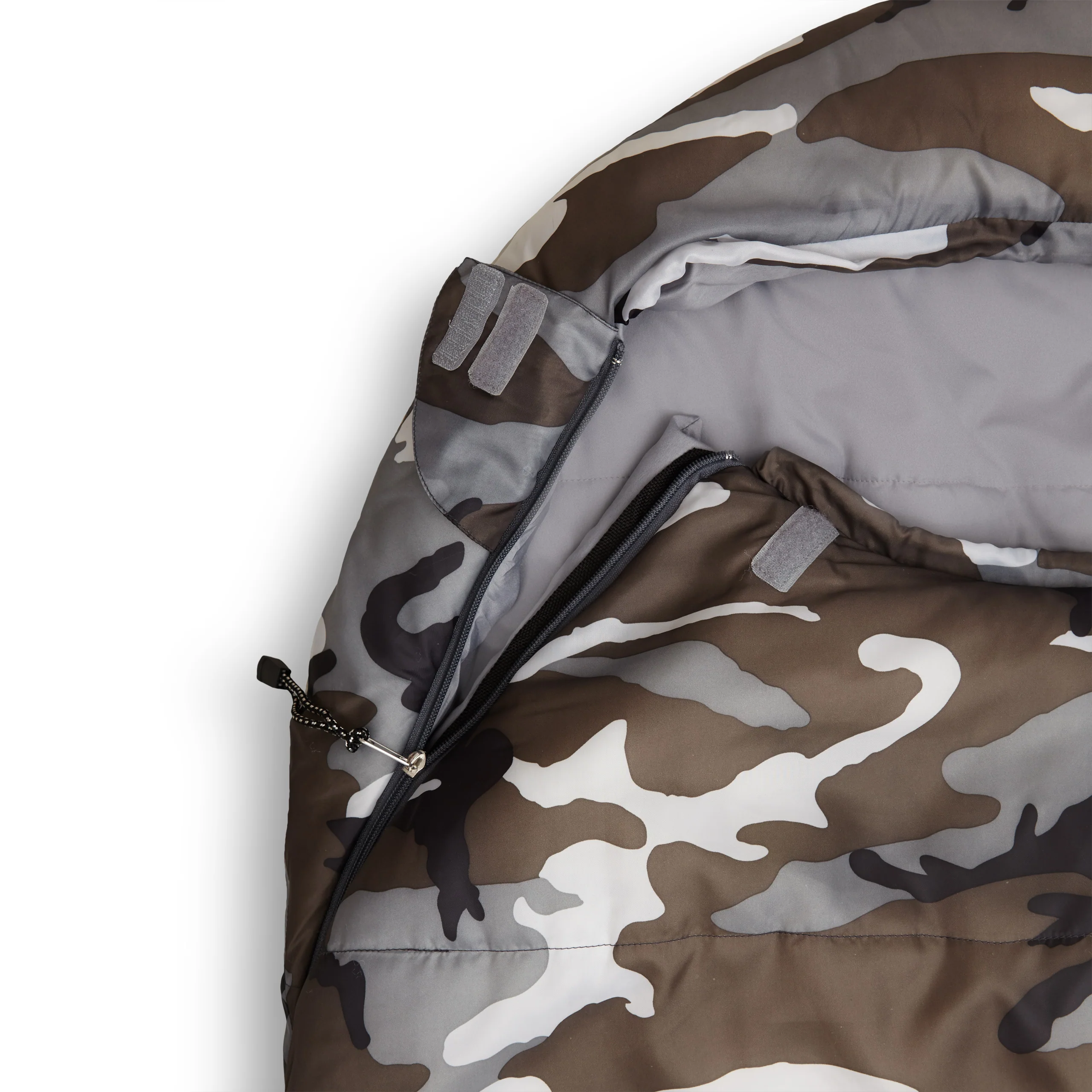 Camping Schlafsack Classic - Mumienschlafsack mit Tasche - 230 x 80 x 55 cm - Camouflage Grau - Image 3