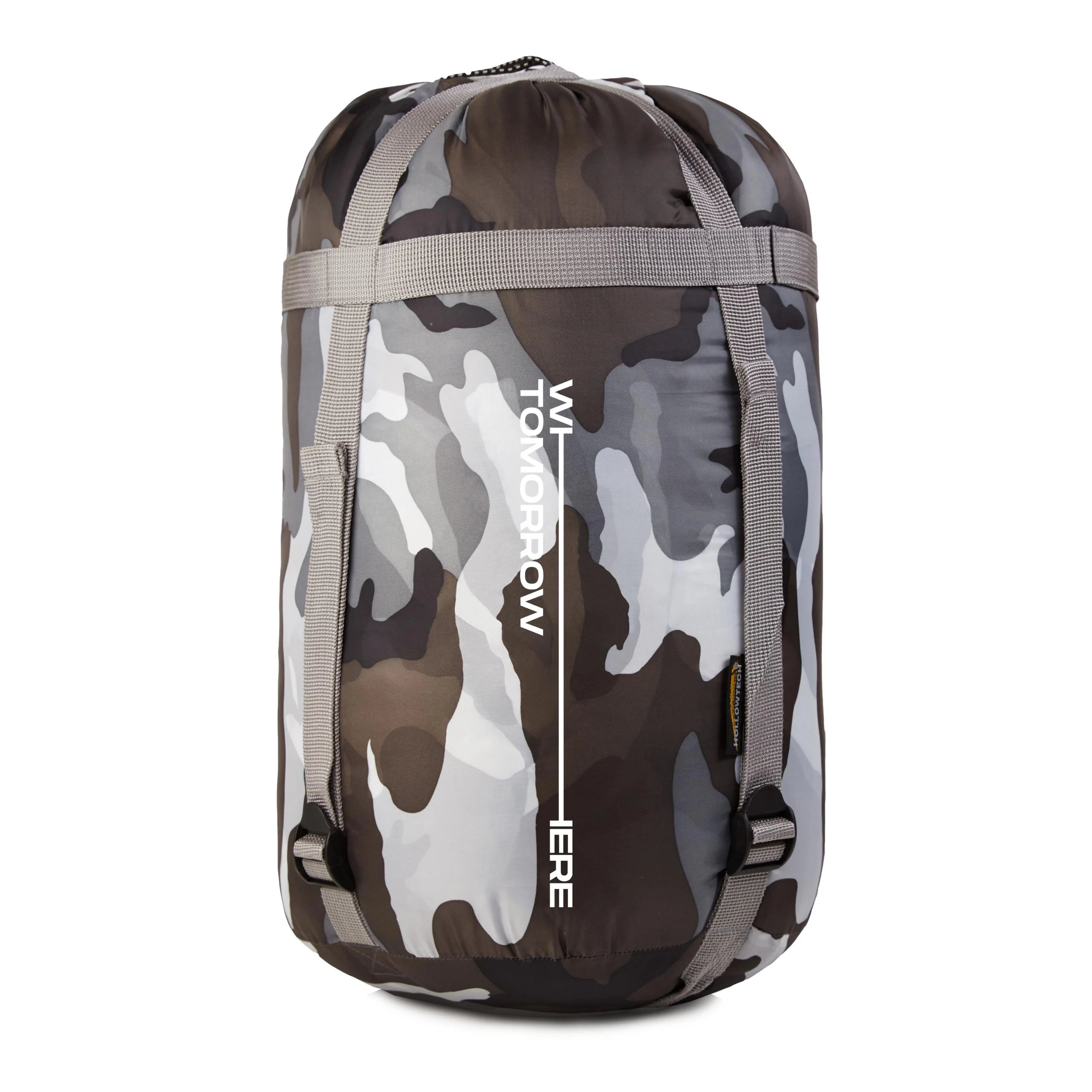Camping Schlafsack Classic - Mumienschlafsack mit Tasche - 230 x 80 x 55 cm - Camouflage Grau - Image 5