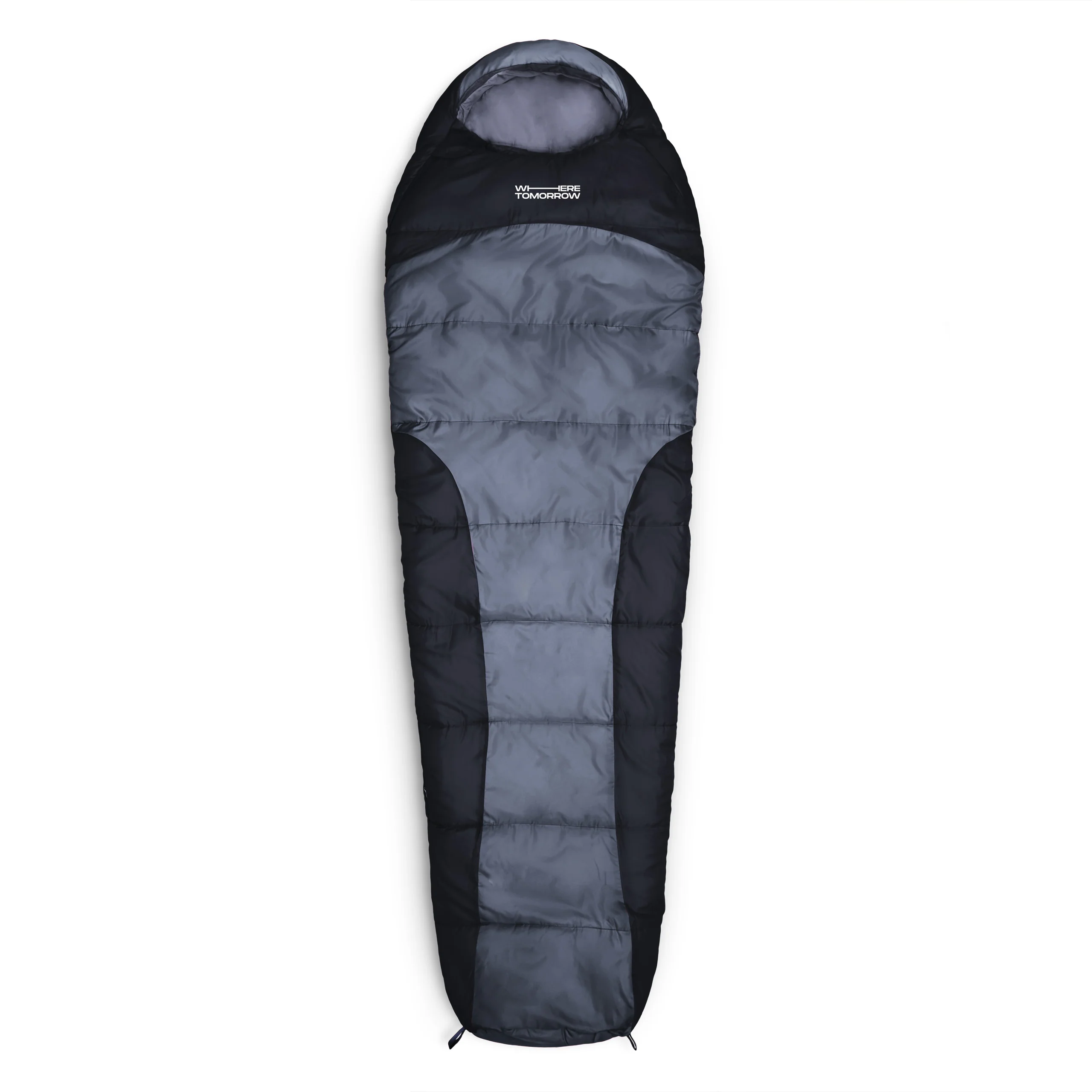 Camping Schlafsack Classic - Mumienschlafsack mit Tasche - 230 x 80 x 55 cm - Grau-Schwarz