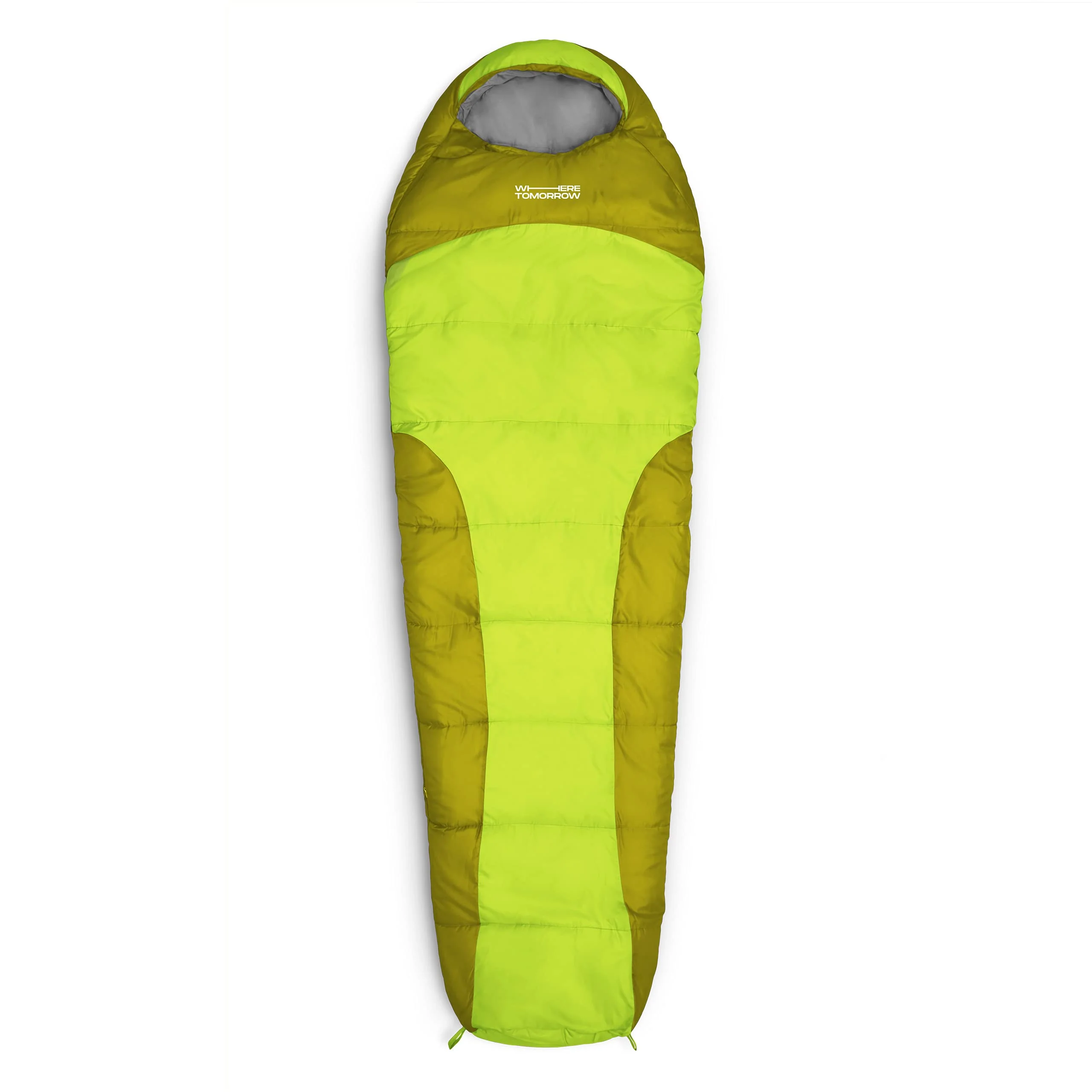 Camping Schlafsack Classic - Mumienschlafsack mit Tasche - 230 x 80 x 55 cm - Oliv-Hellgrün