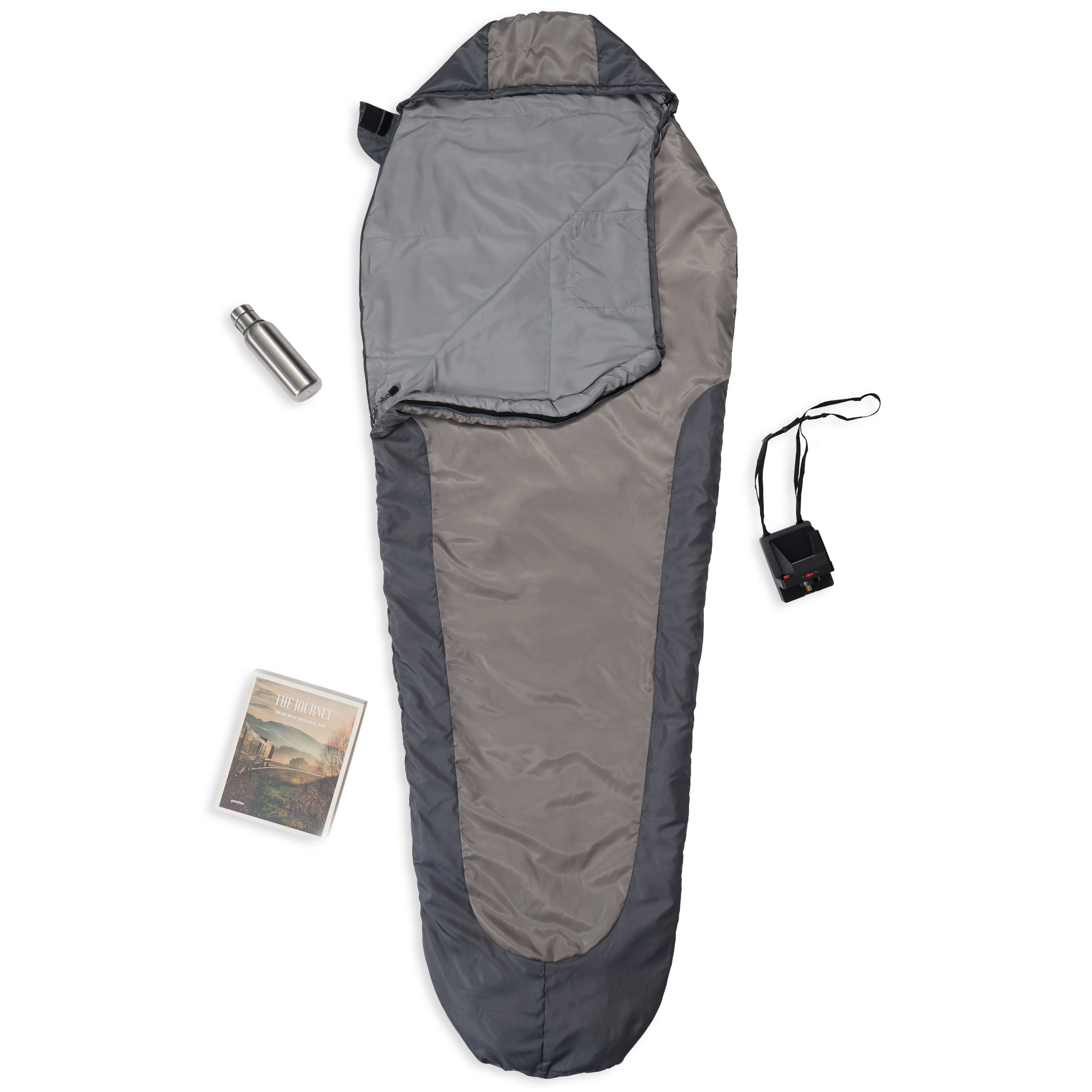 Camping Schlafsack Small & Light - Mumienschlafsack mit Tasche - 220 x 80 x 50 cm - Hellgrau - Image 6