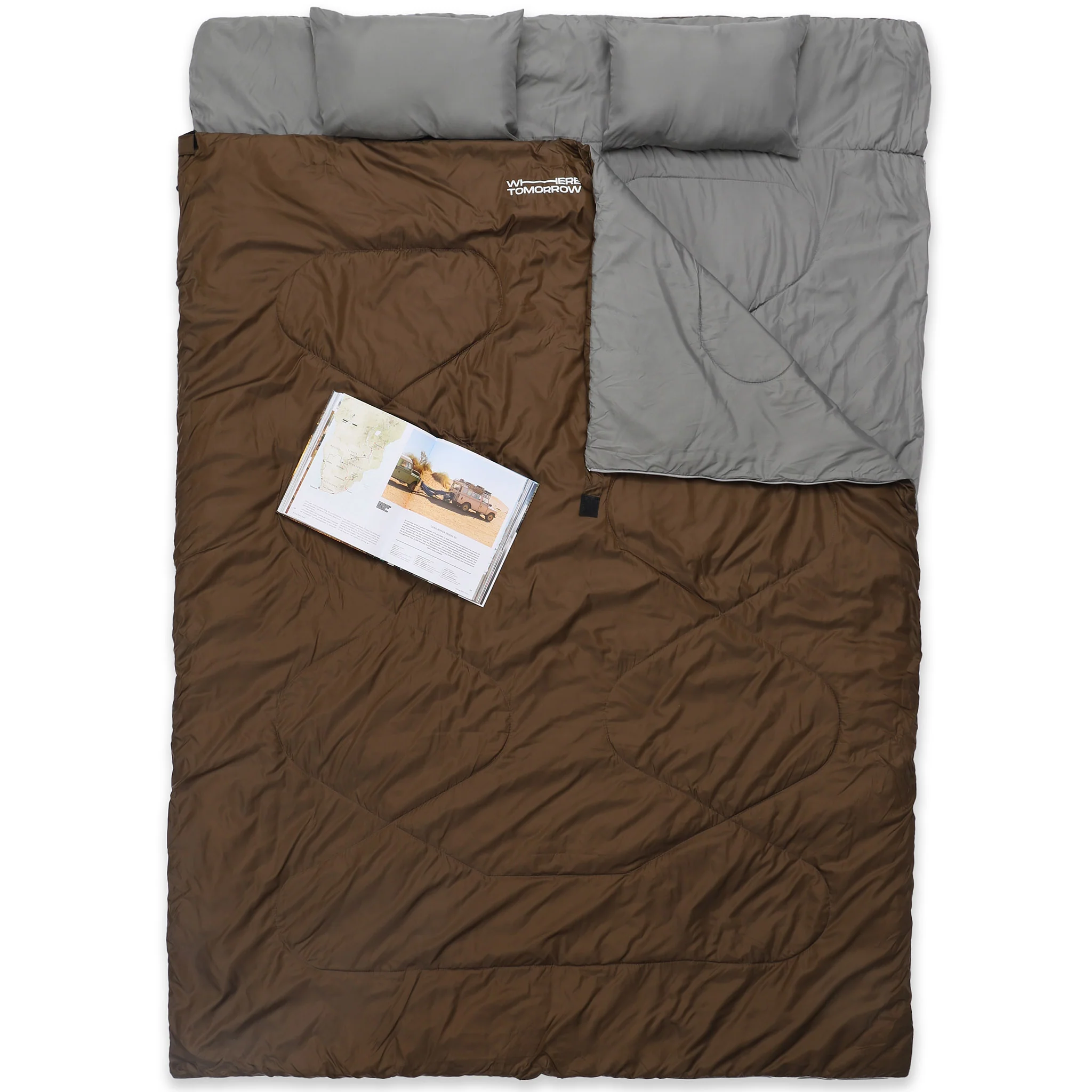 Doppelschlafsack mit Tragetasche - 2-Personen Schlafsack - 190 x 150 cm - Braun - Image 7